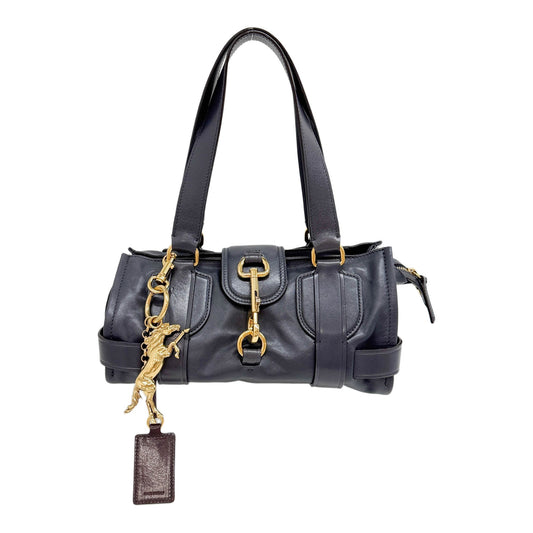 Kerala Black Navy Blue Leather Shoulder Bag