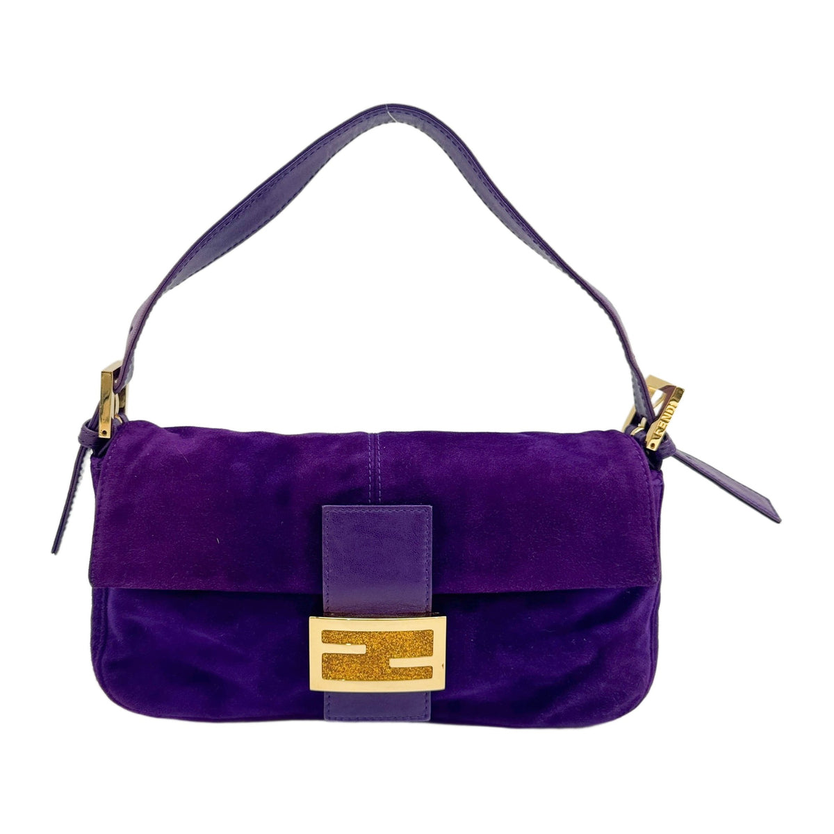 Baguette Purple Suede Shoulder Bag
