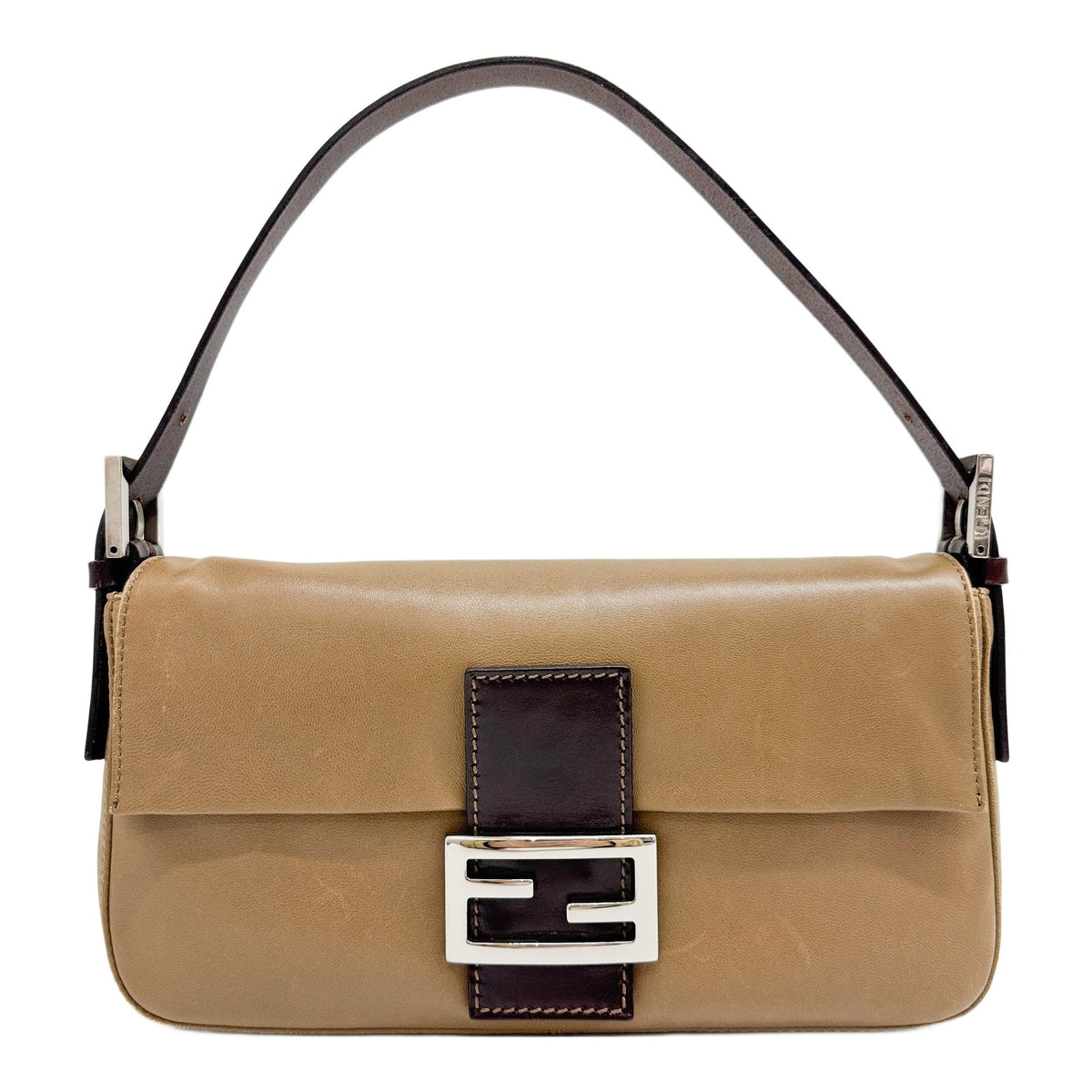Baguette Brown Leather Shoulder Bag