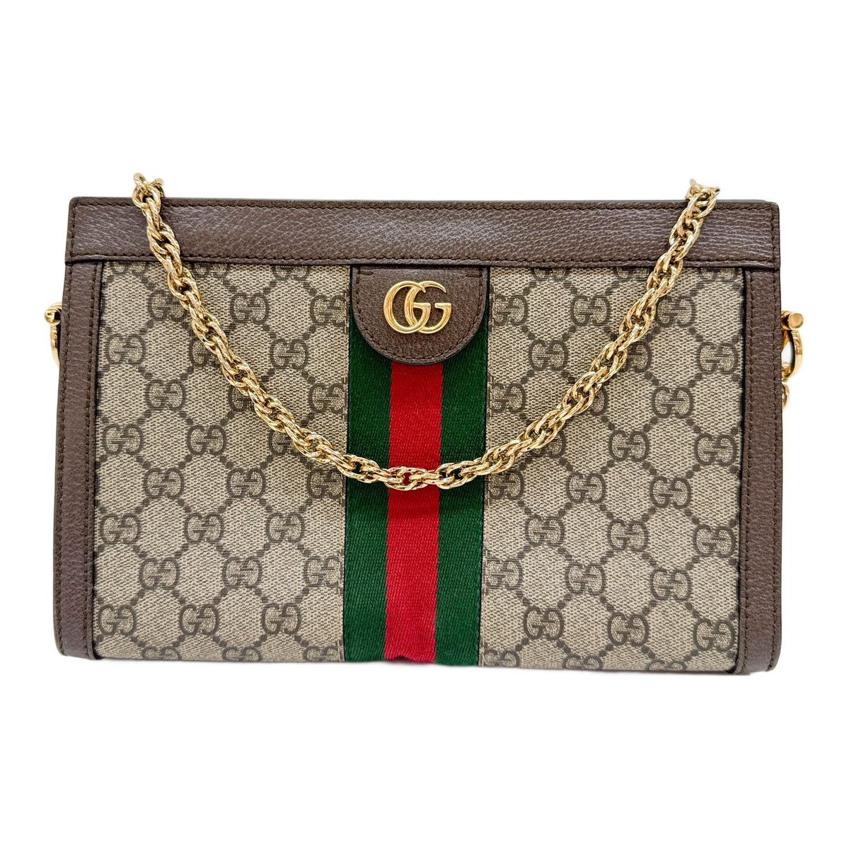 Ophidia Chain Brown Monogram Canvas Shoulder Bag