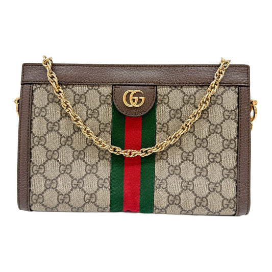 Ophidia Chain Brown Monogram Canvas Shoulder Bag