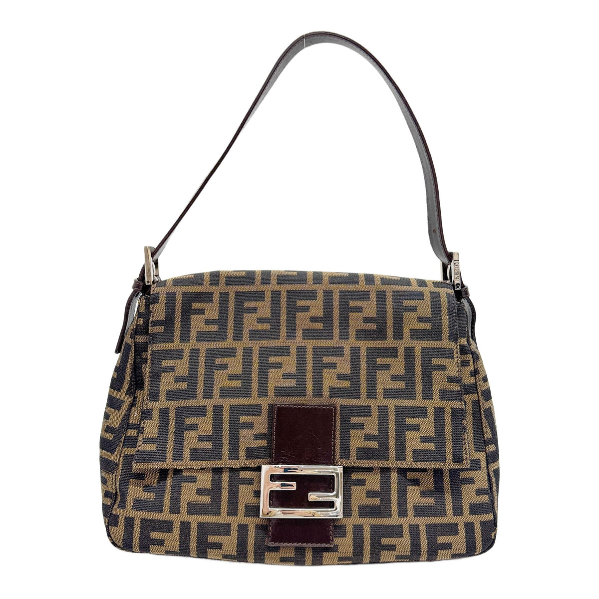 Mamma Baguette Brown Zucca Canvas Shoulder Bag