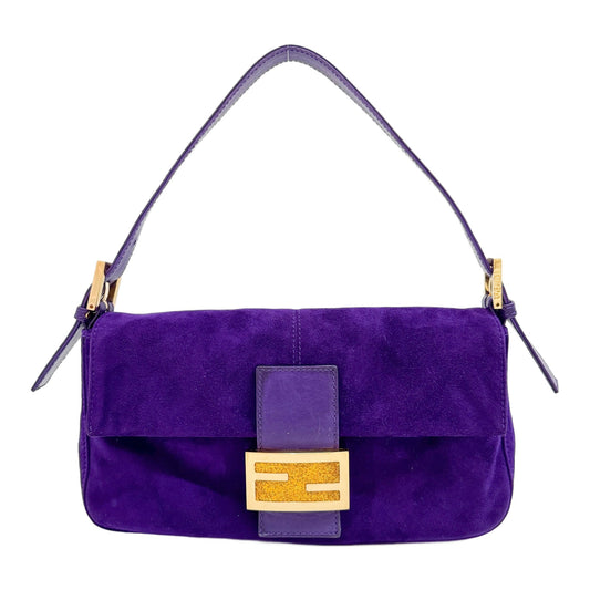 Baguette Purple Suede Shoulder Bag
