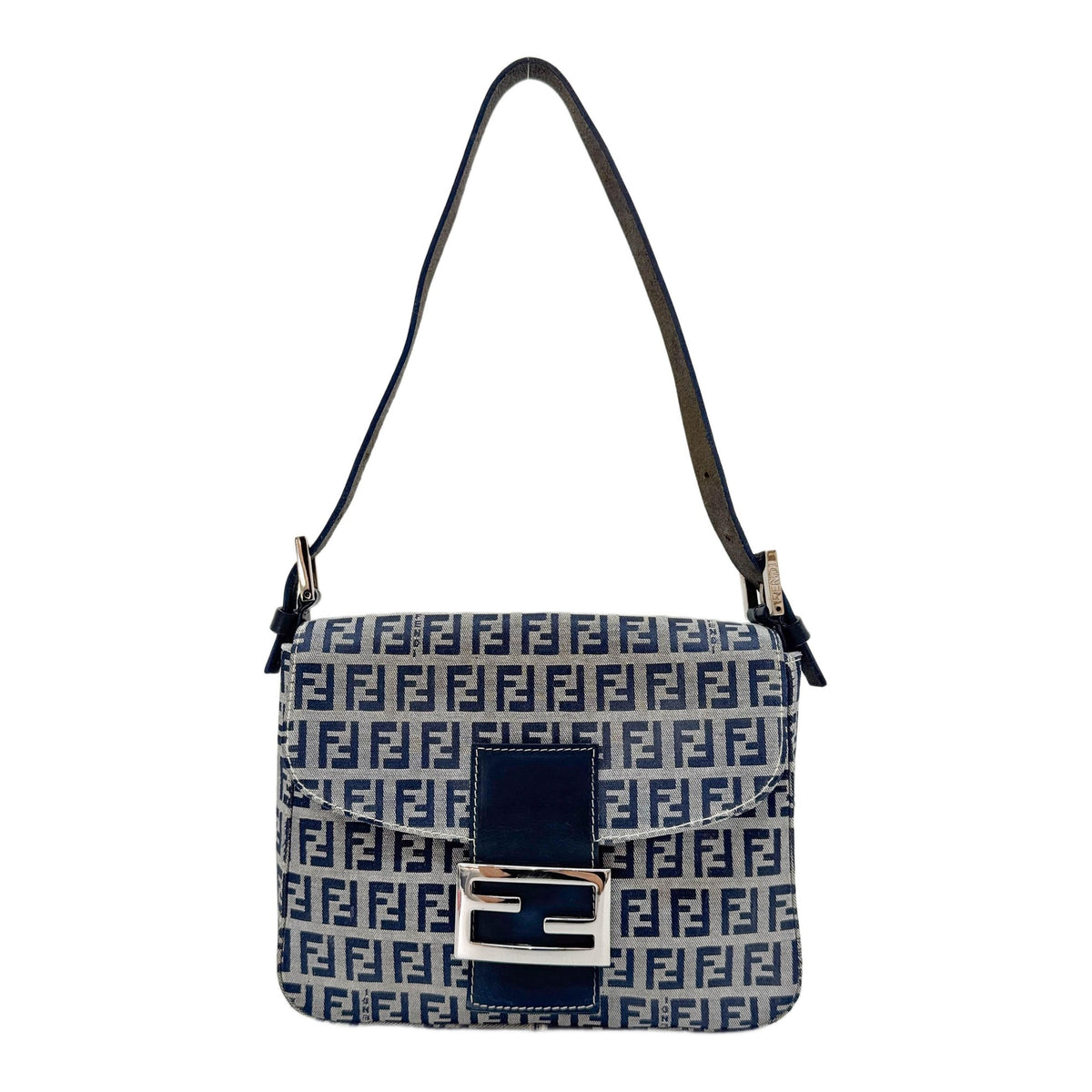 Square Pochette Flap Blue Zucchino Canvas Shoulder Bag