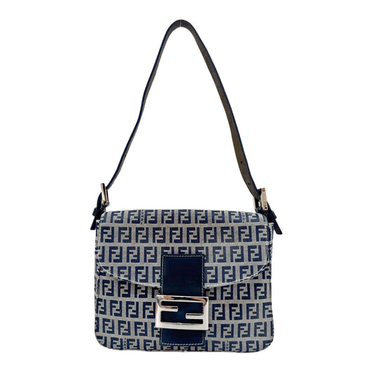 Square Pochette Flap Blue Zucchino Canvas Shoulder Bag