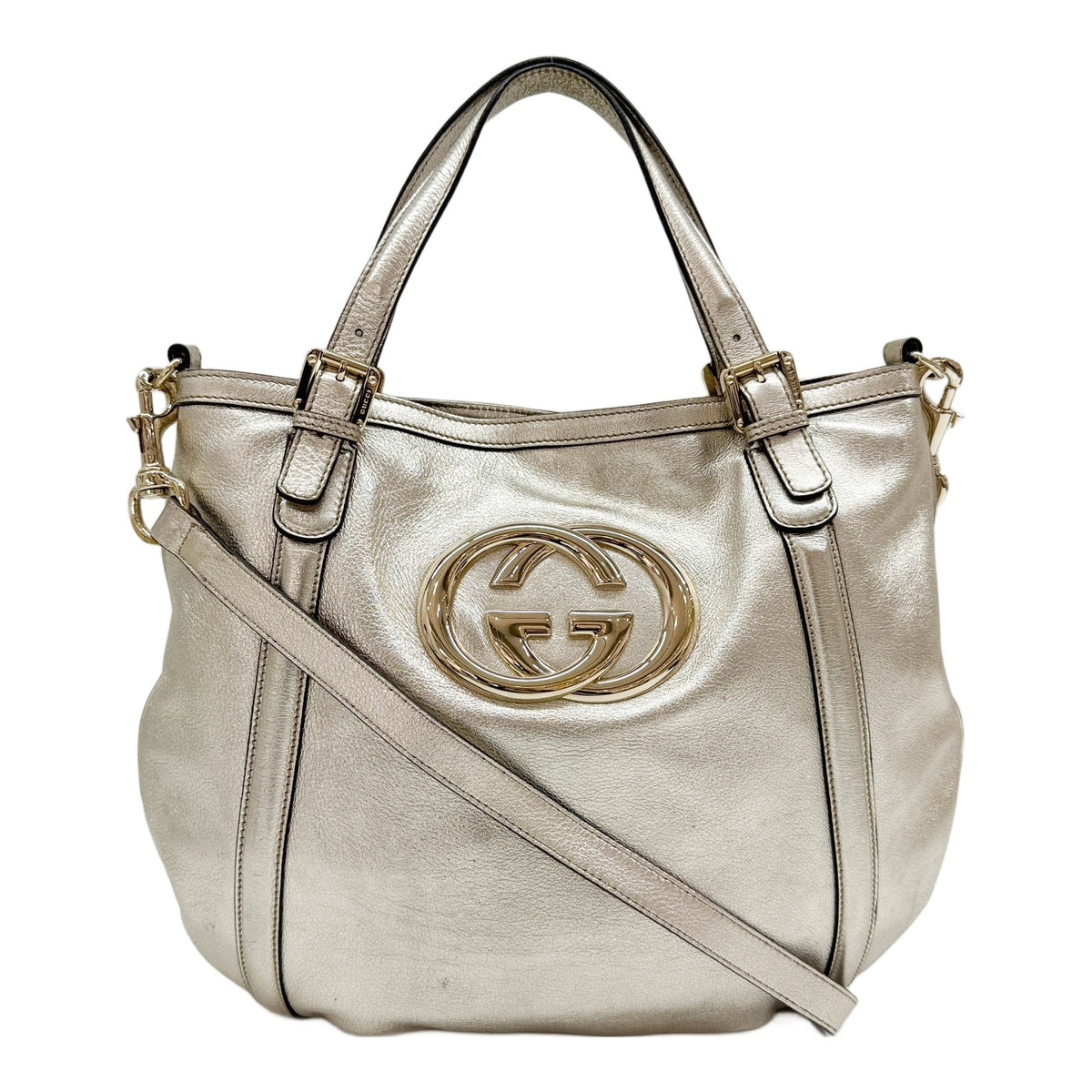 Britt Metallic Gold Leather Two Way Bag