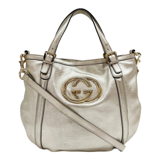 Britt Metallic Gold Leather Two Way Bag