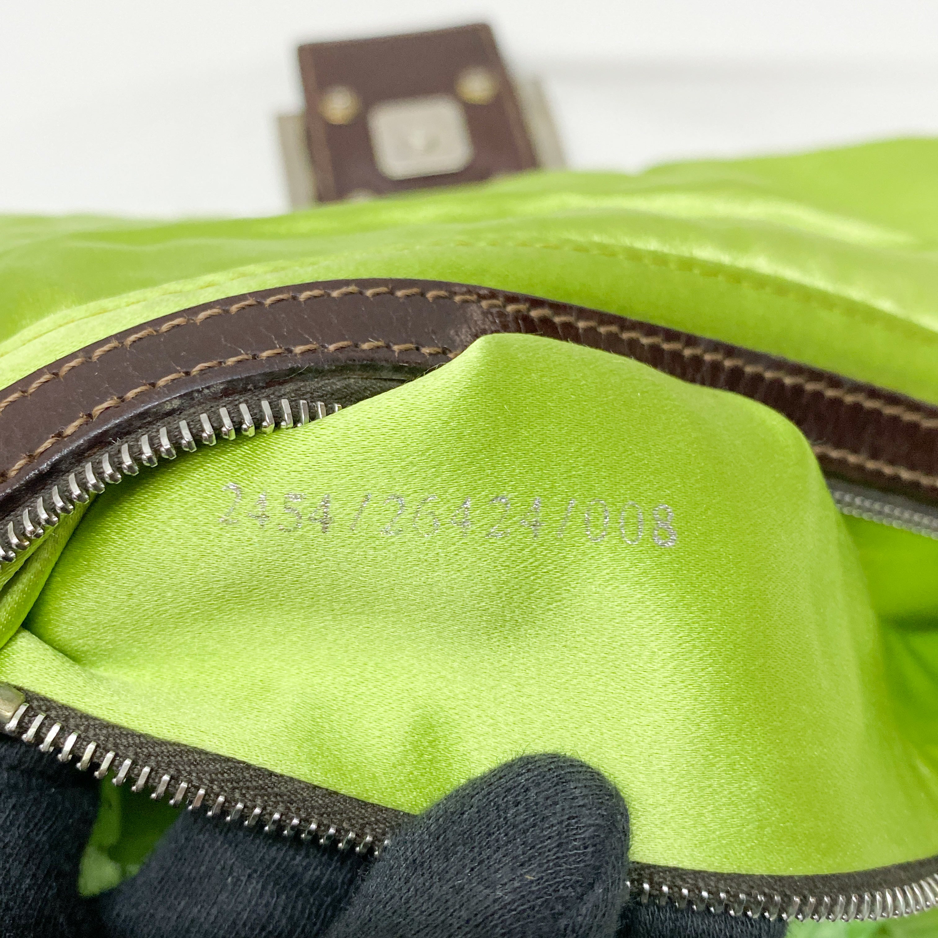 Limited Edition Baguette Mother Of Pearl Green Satin Shoulder Bag