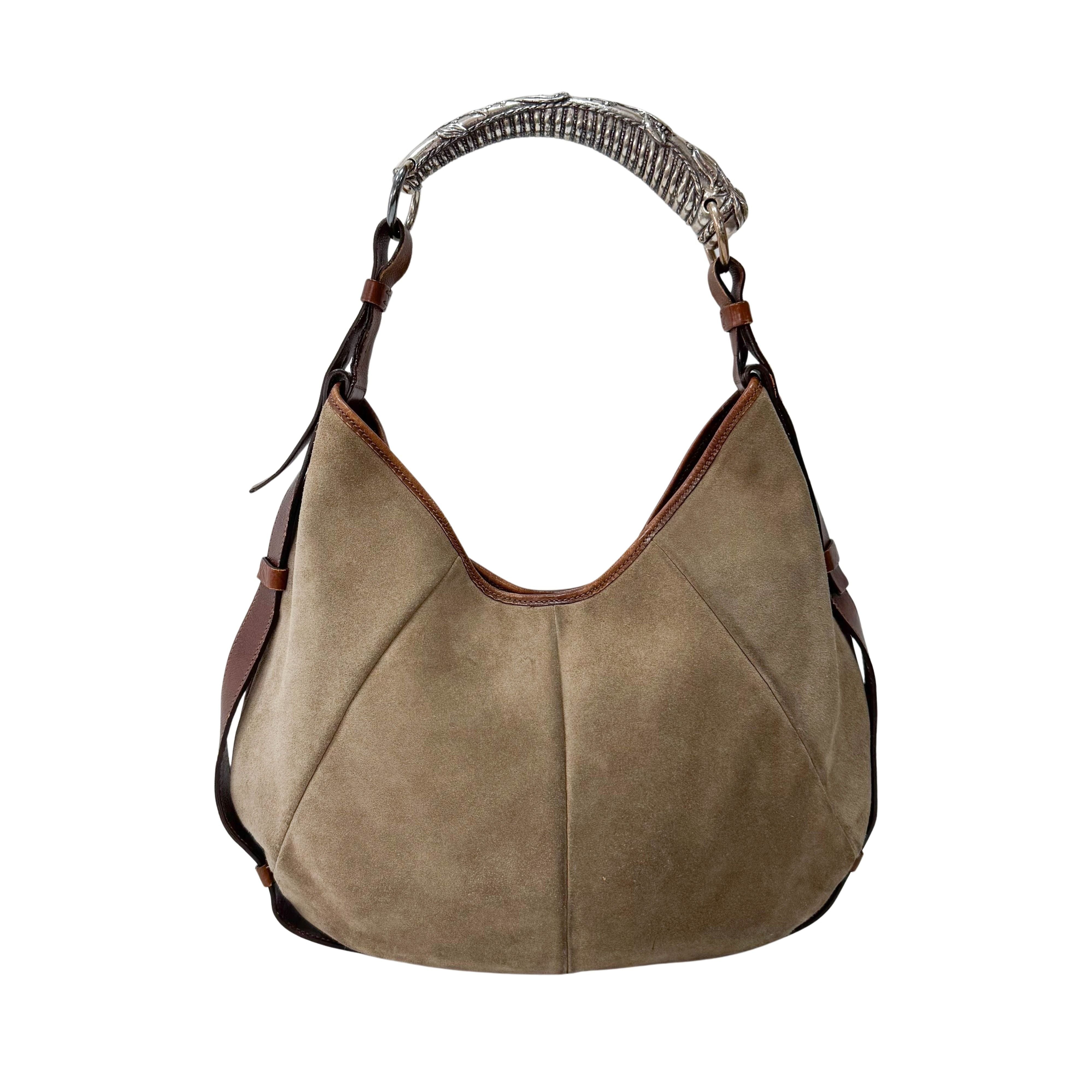 Mombasa Beige Suede Shoulder Bag