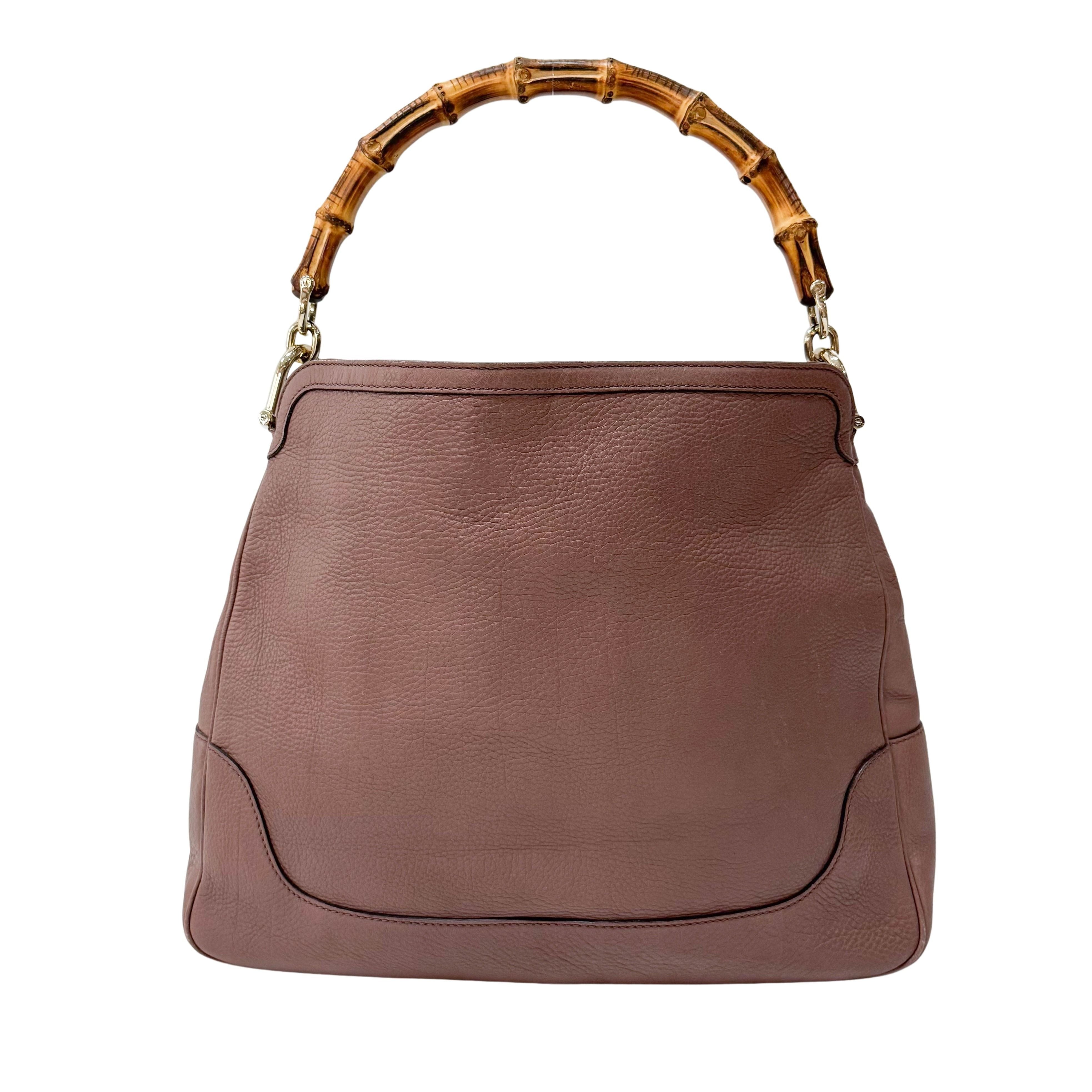 Bamboo Top Handle Tuape Leather Two Way Bag
