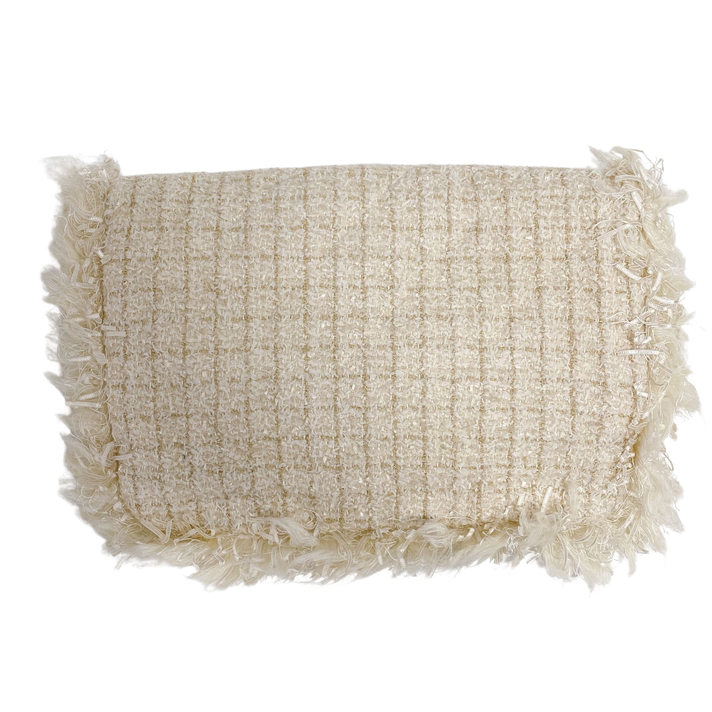 Ivory Tweed Oversized Clutch Bag