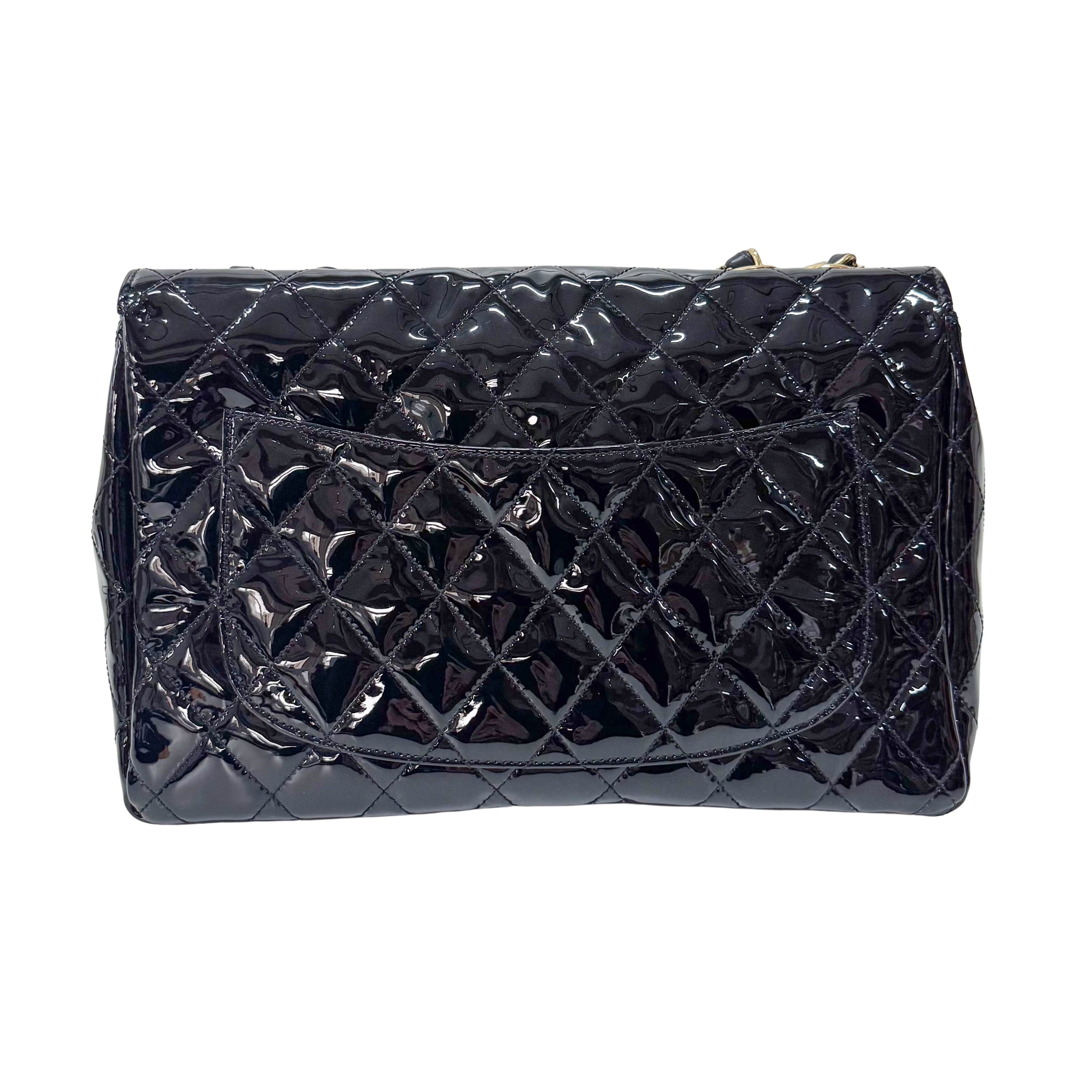 Timeless Classic Flap BlackPatent Leather Shoulder/Crossbody Bag