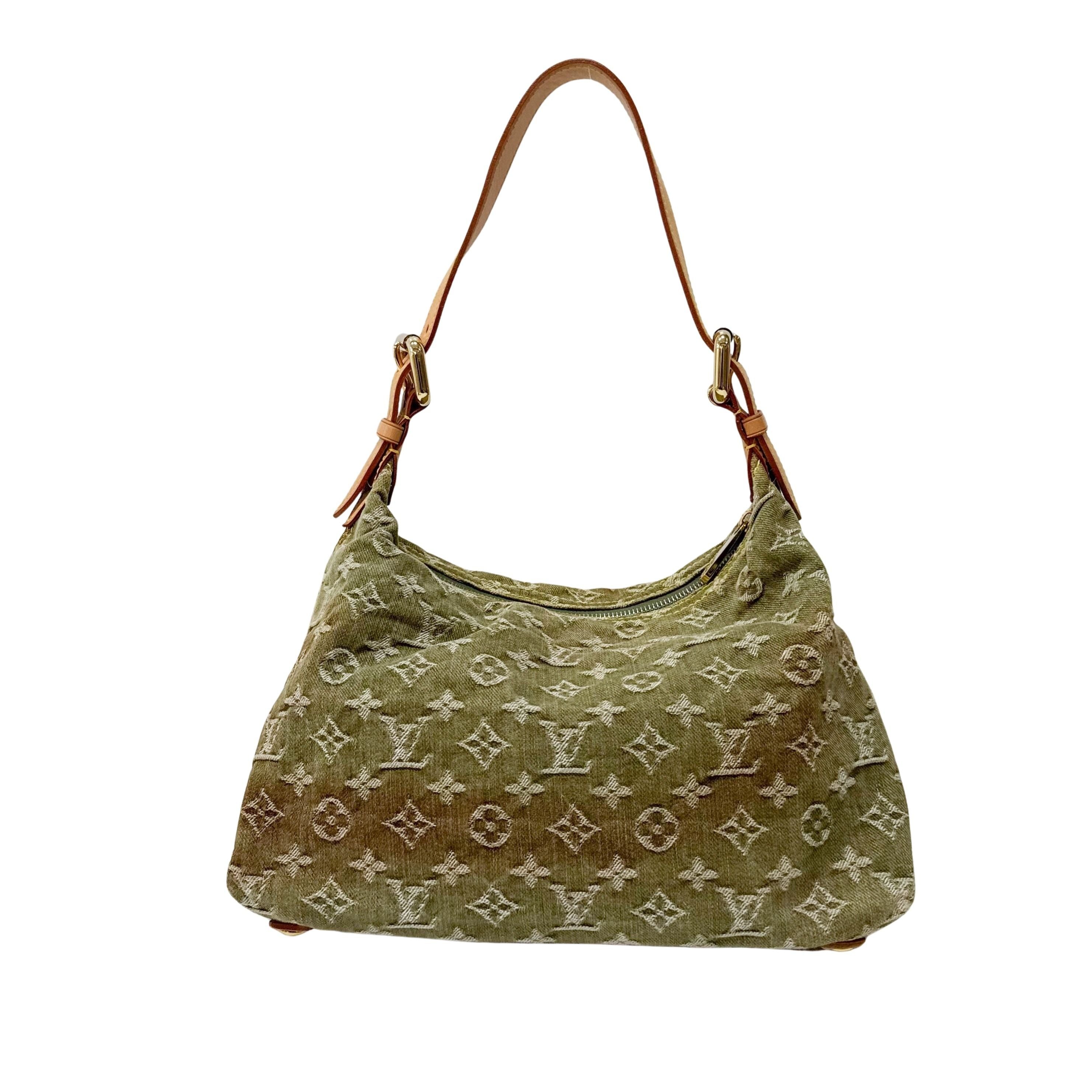 Baggy Monogram PM Khaki Denim Shoulder Bag
