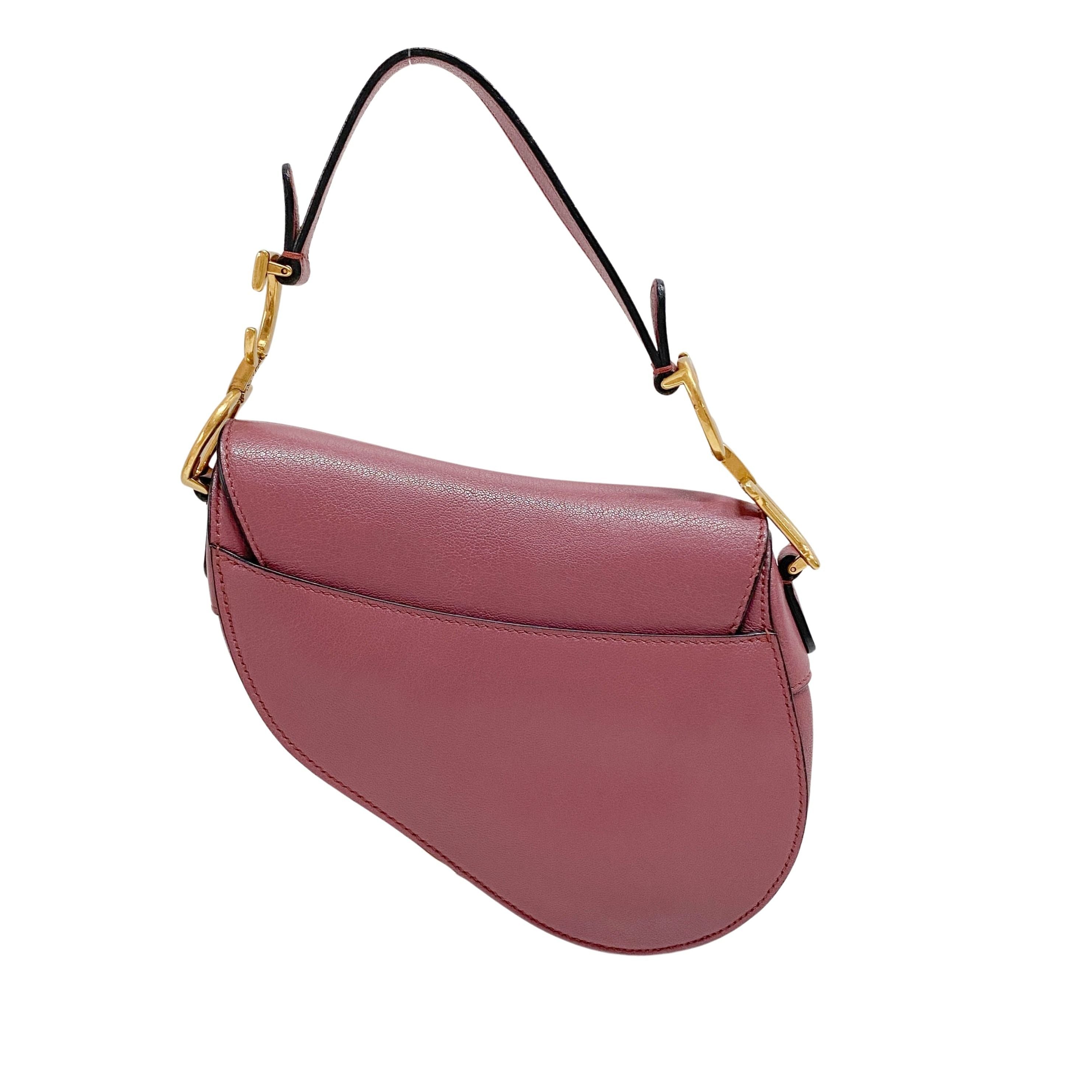 Saddle Purple/Pink Leather Shoulder Bag