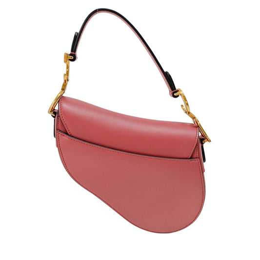 Saddle Rose Pink Leather Shoulder Bag