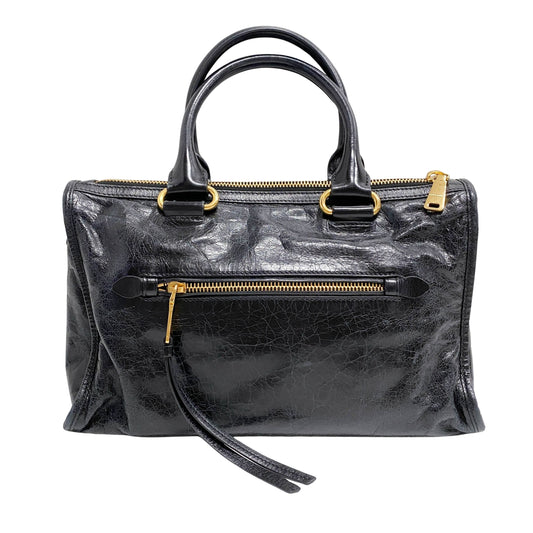 Vitello Black Leather Shoulder Bag