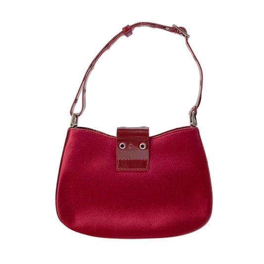 Mini Burgundy Satin Hobo Shoulder Bag