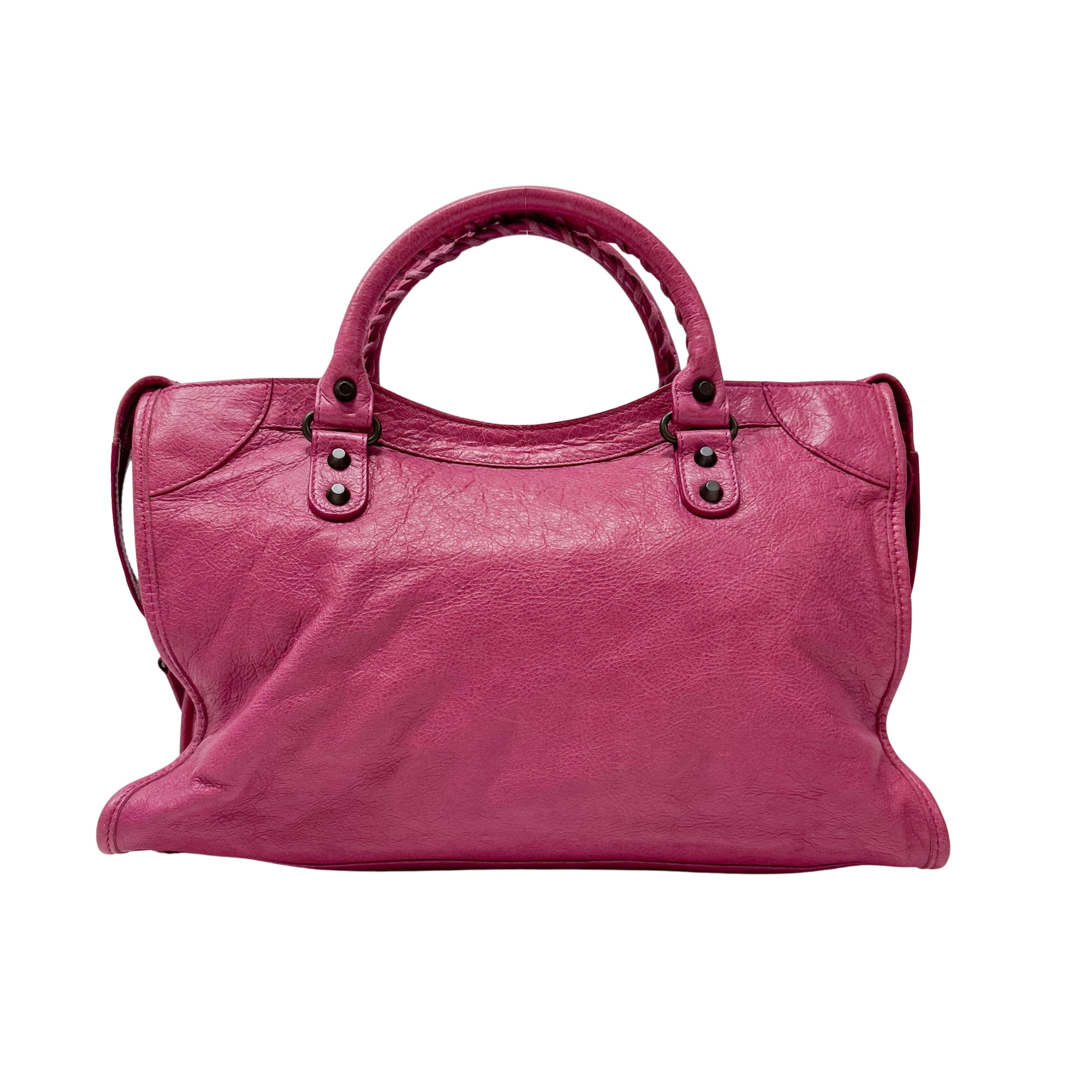 The City Pink Calfskin Leather Two Way Bag