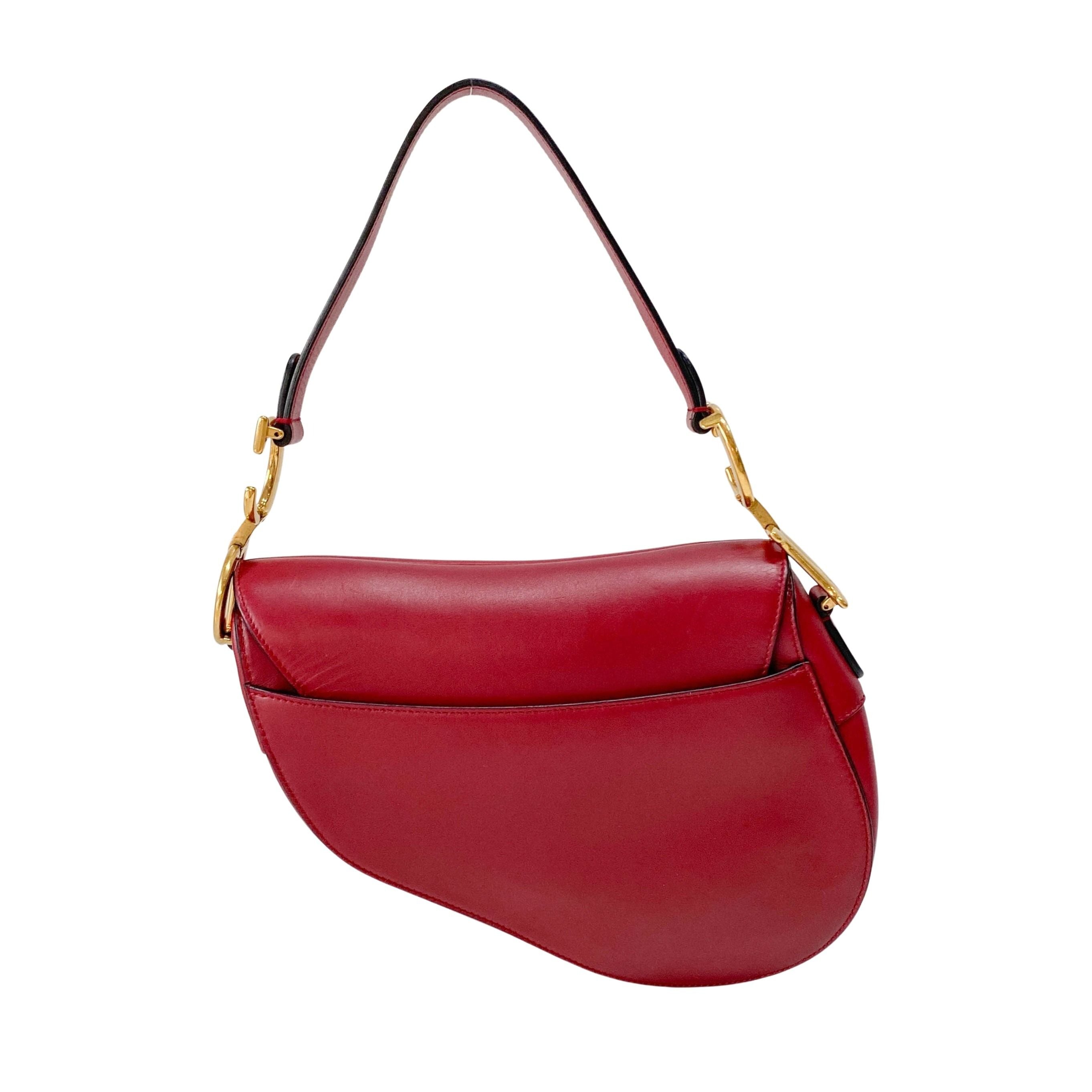 Saddle Red Leather Shoulder Bag
