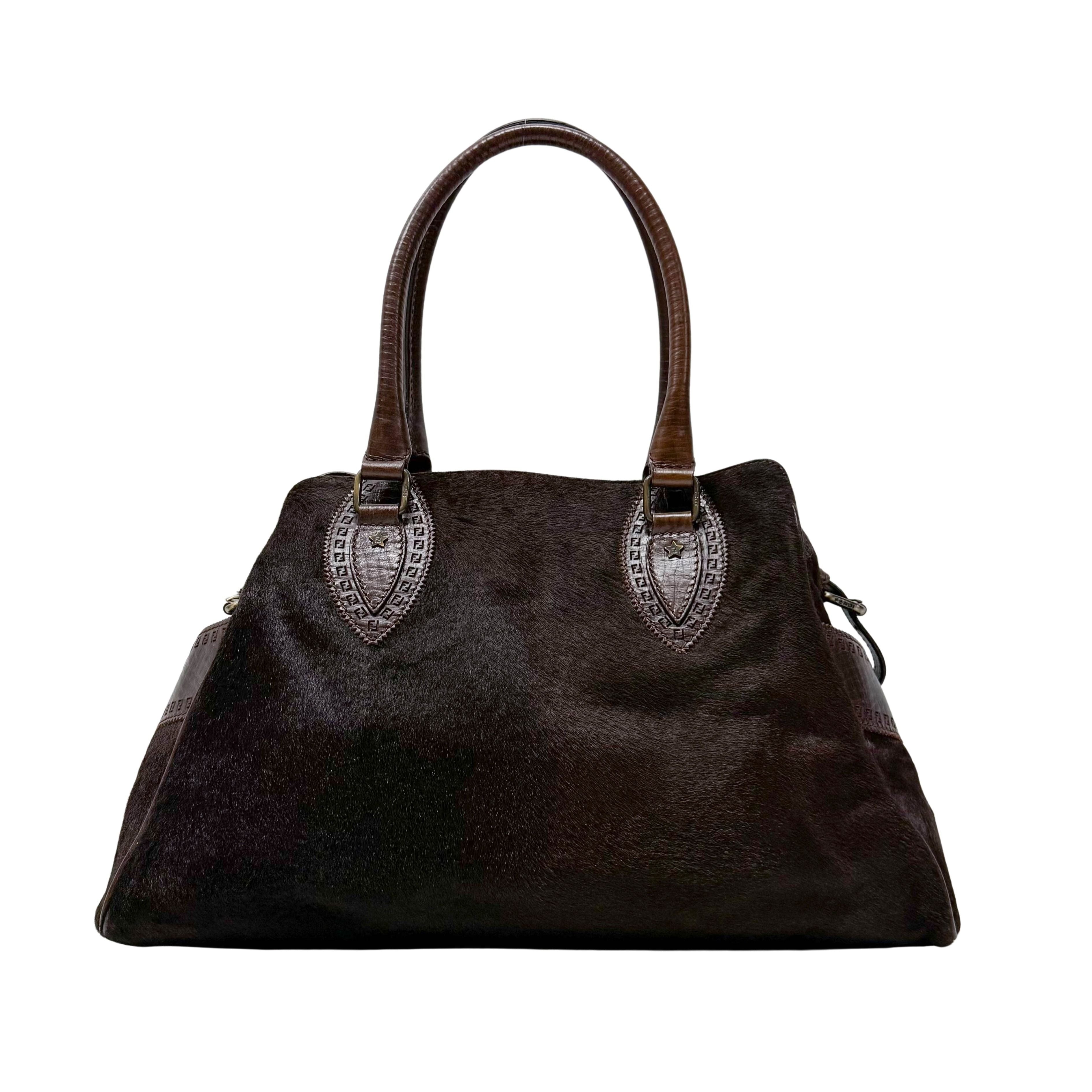 Limited Edition Squirrel Print Brown Pony Hair Shoulder Bag