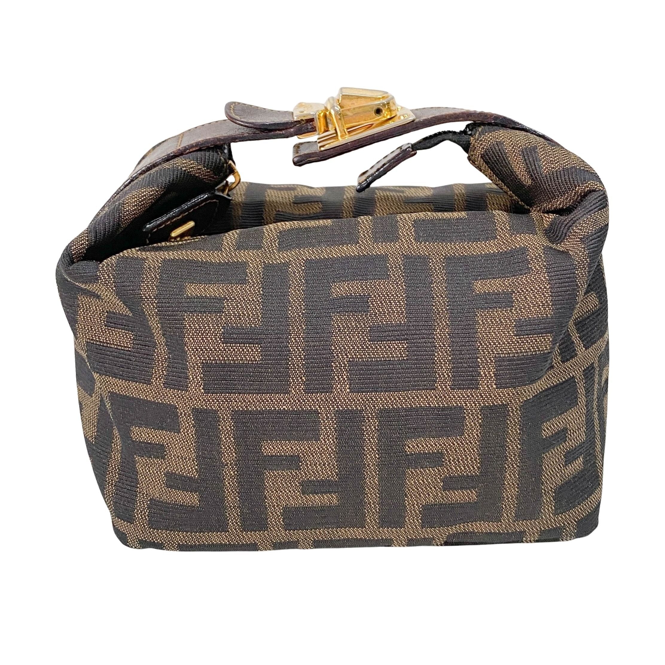 Zucca Brown Canvas Vanity Pouch