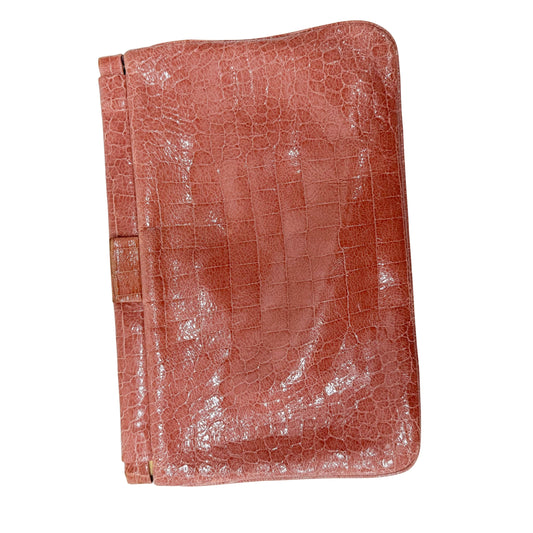 Vintage Pink Croc Embossed Leather Hand Bag