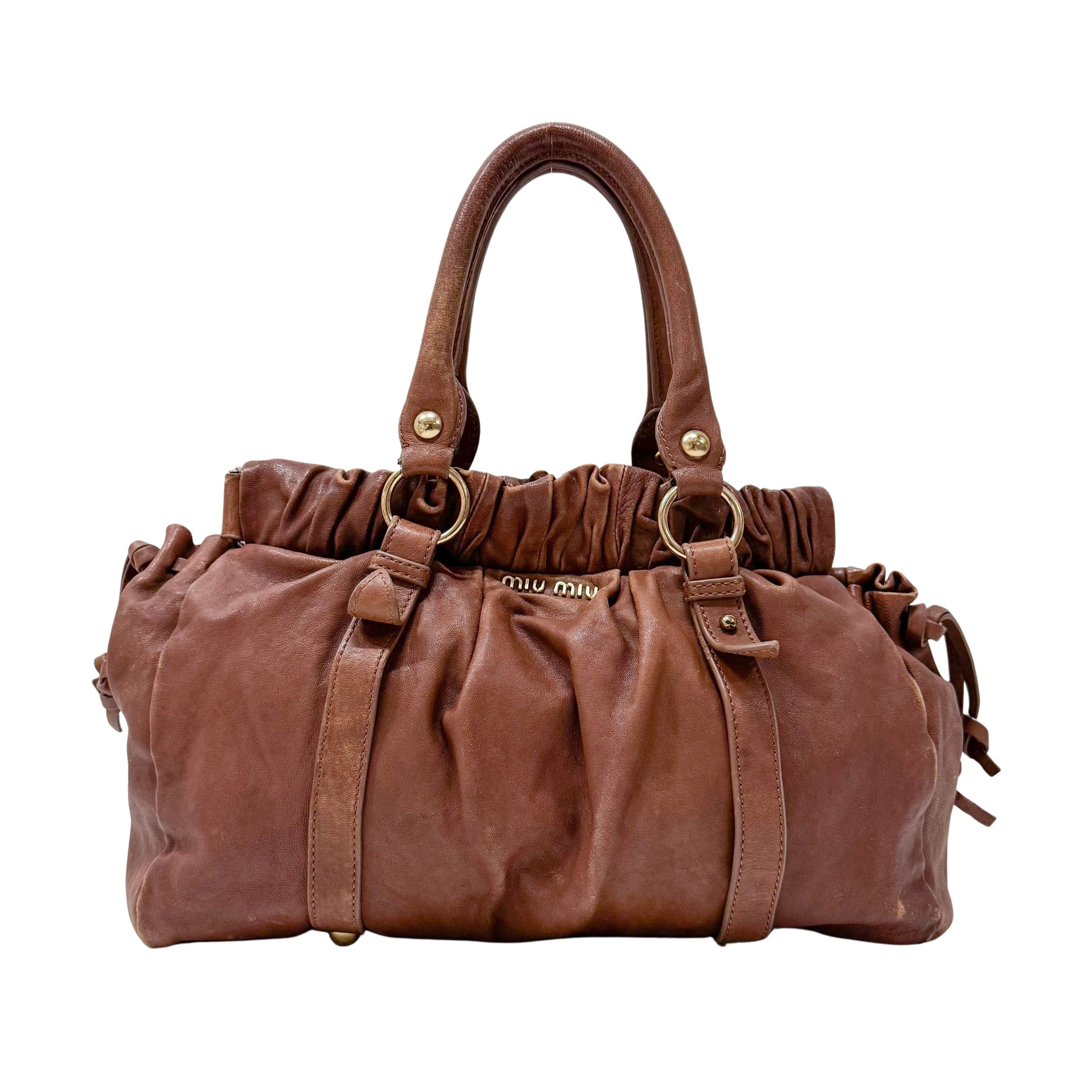 Vittelo Brown Leather Hand Bag