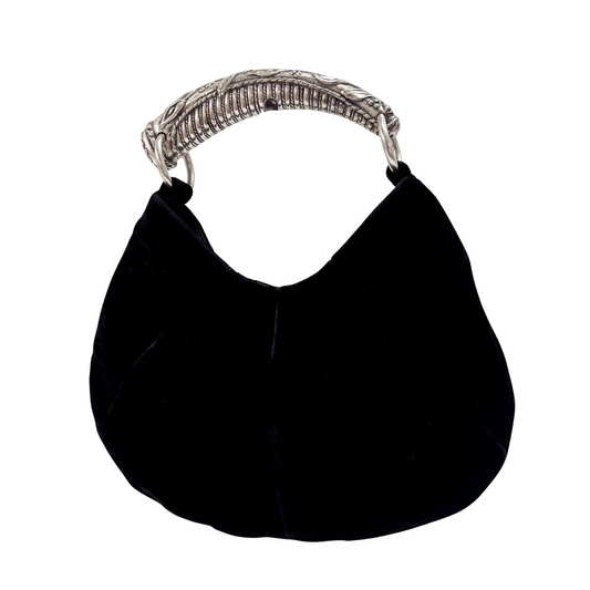 YSL Mini Mombasa Black Velvet Hand Bag