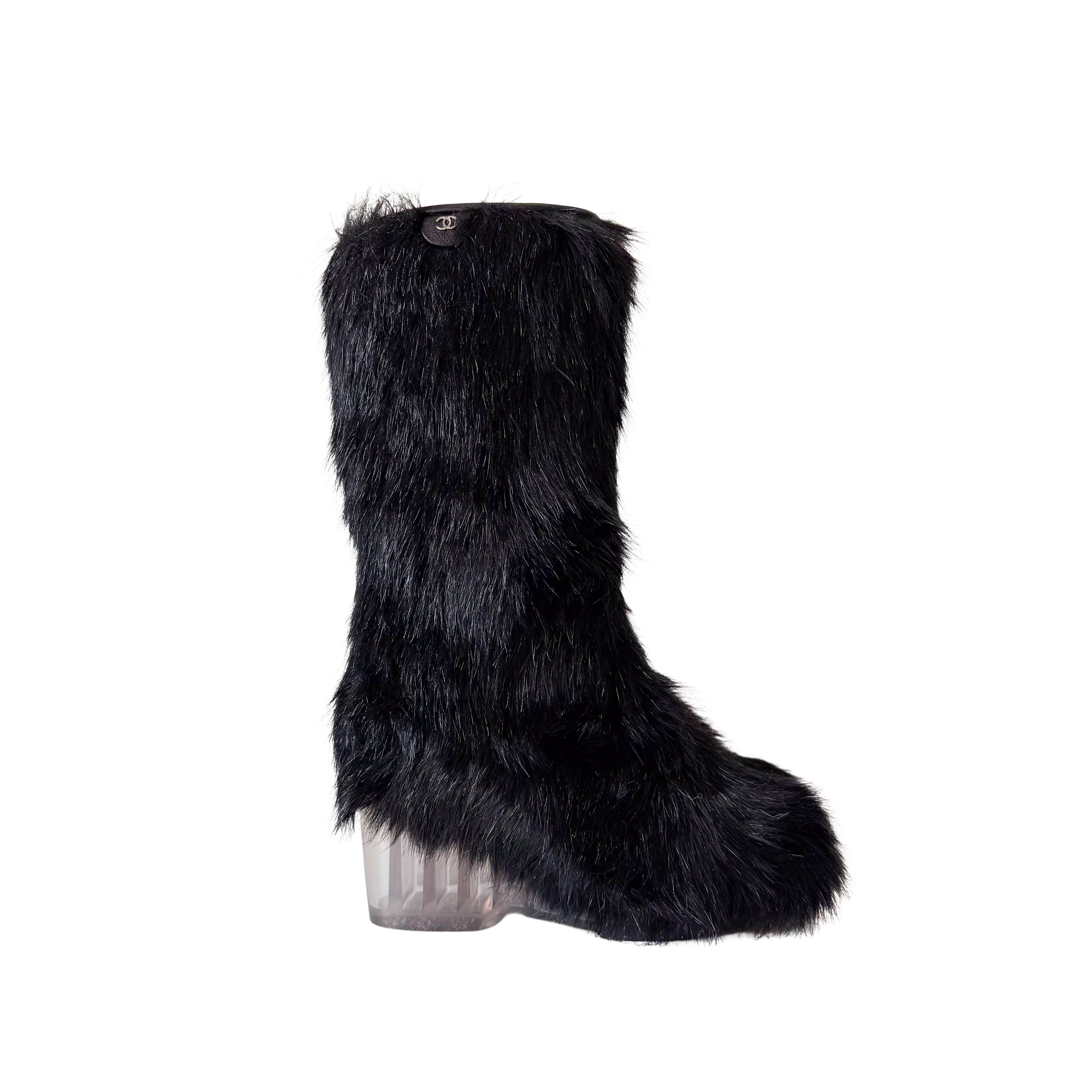 Size 37 1/2 Black Fur Boots