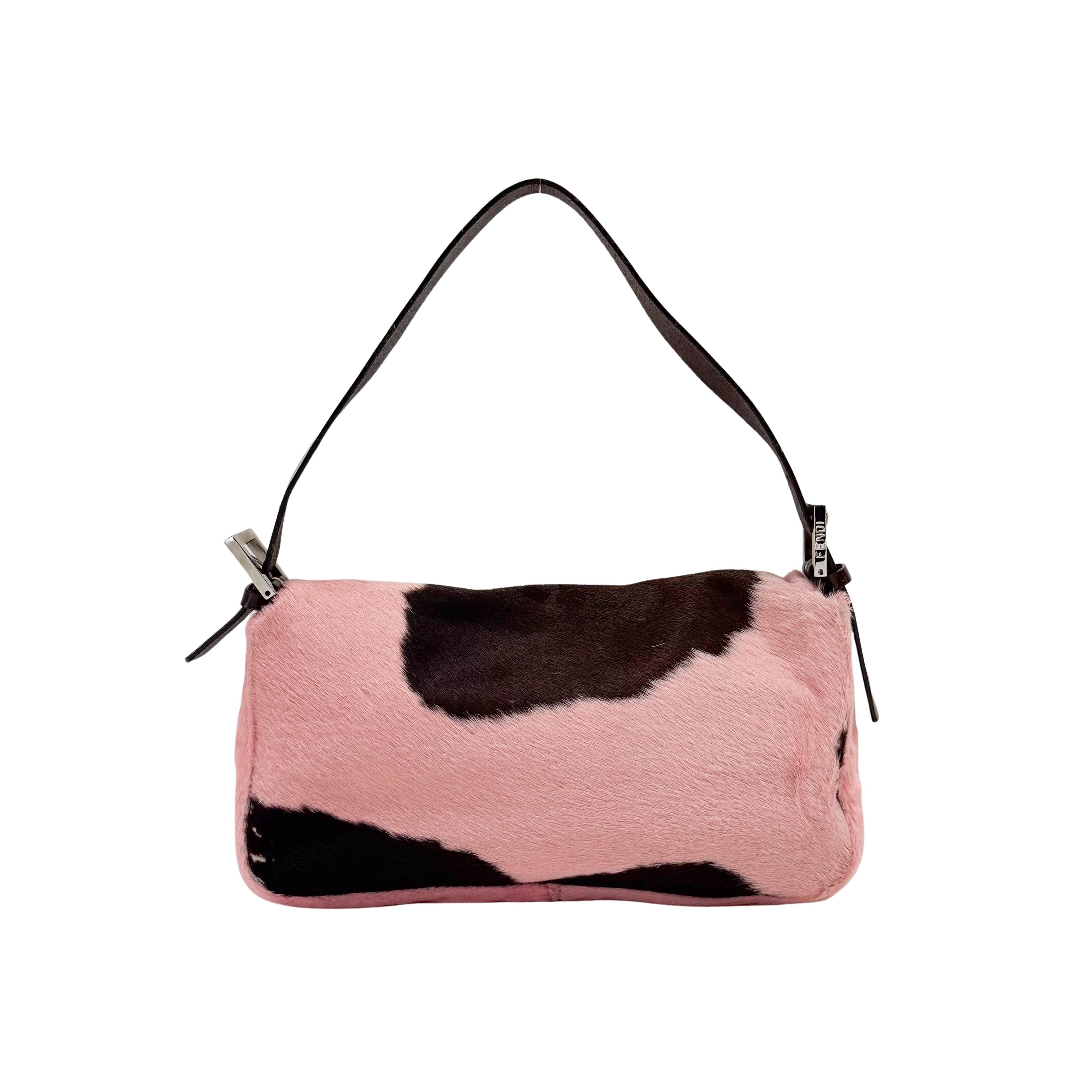 Baguette Pink Pony Hair Shoulder Bag