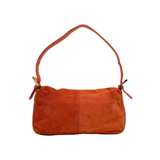 Baguette Orange Suede Shoulder Bag