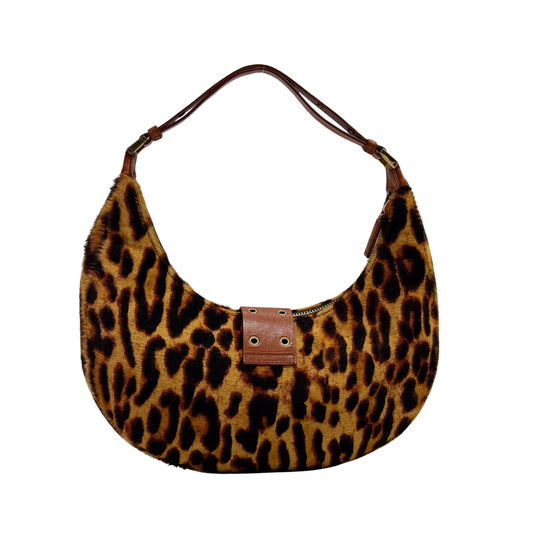 Street Chic Leopard Pony Hair Hobo Shoulder Bag