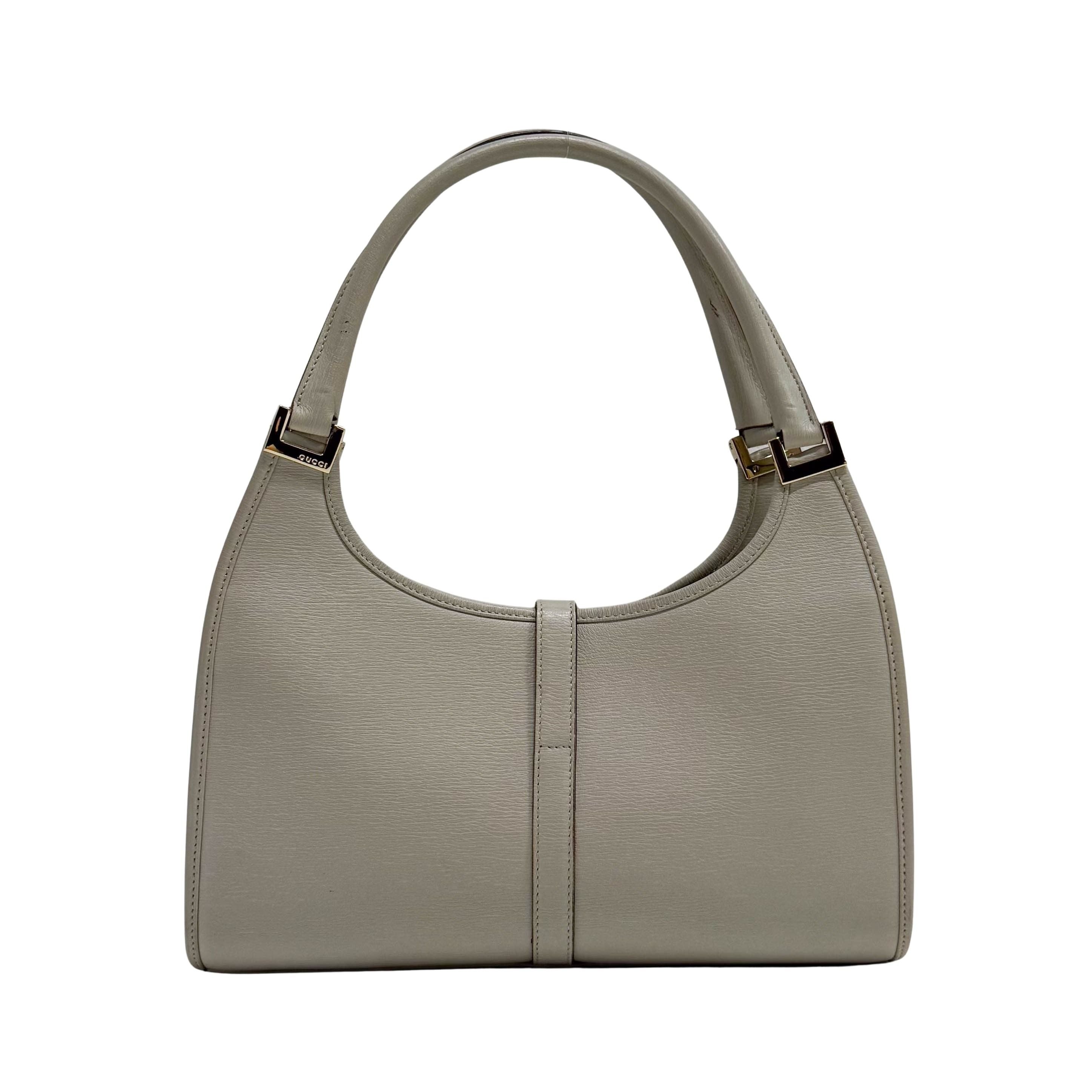 Jackie Small Grey Leather Shoulder Bag