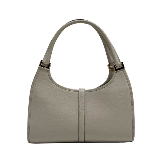 Jackie Small Grey Leather Shoulder Bag