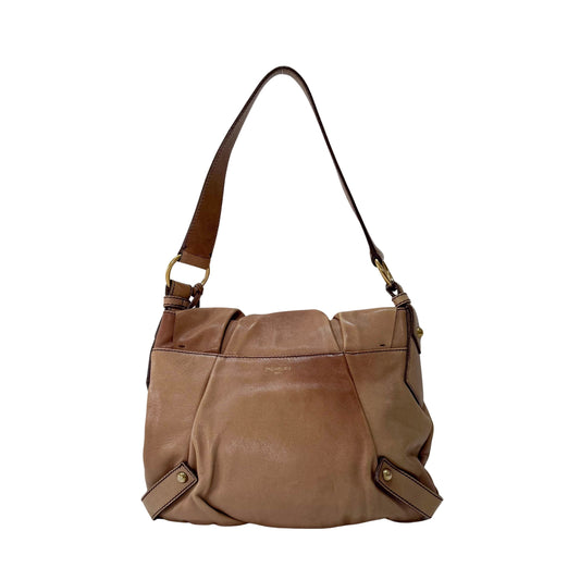 Ribbon Brown Leather Shoulder Bag