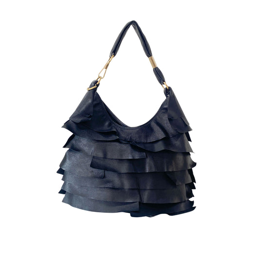 Saint Tropez Black Leather Shoulder Bag