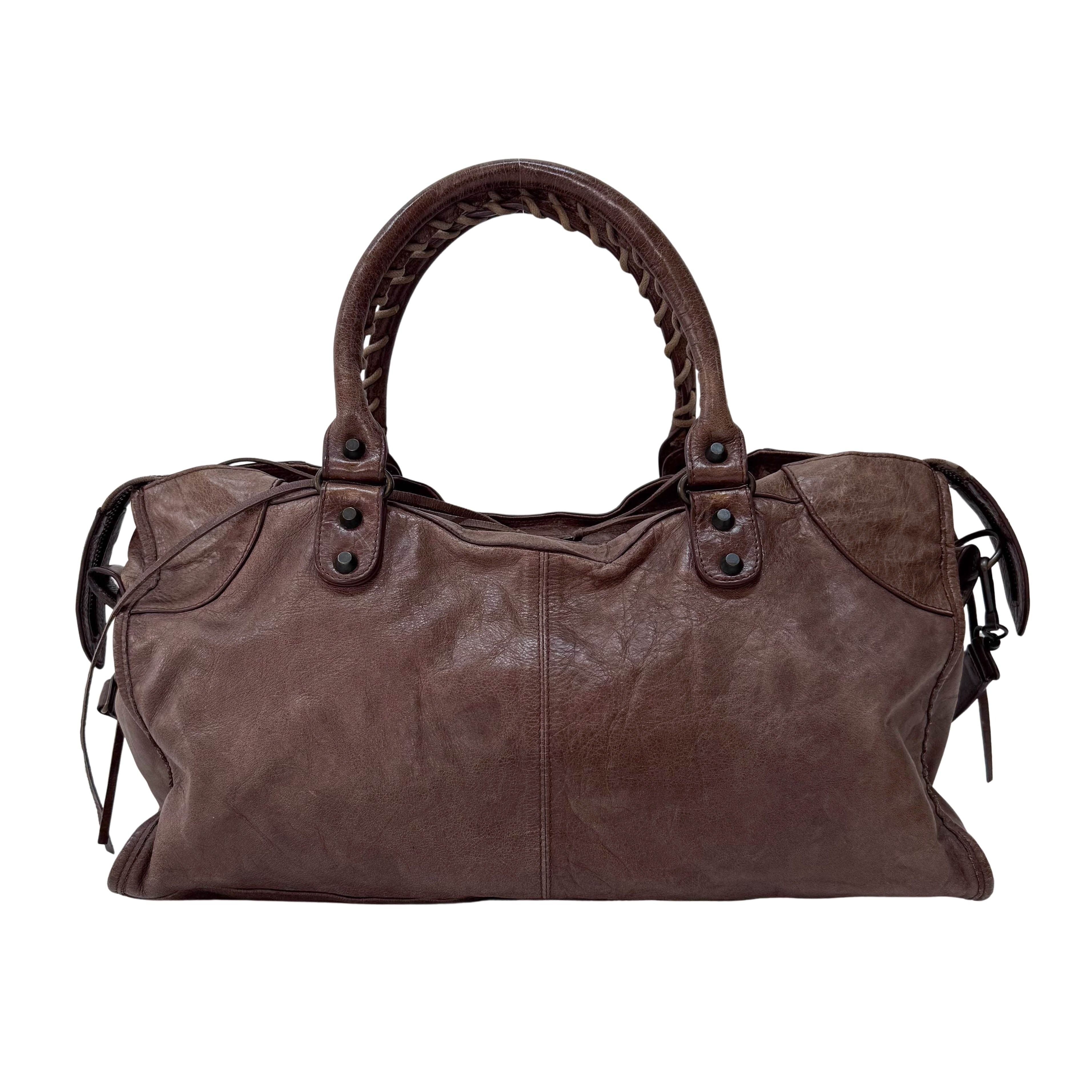 Part-Time Brown Calfskin Leather Two Way Bag
