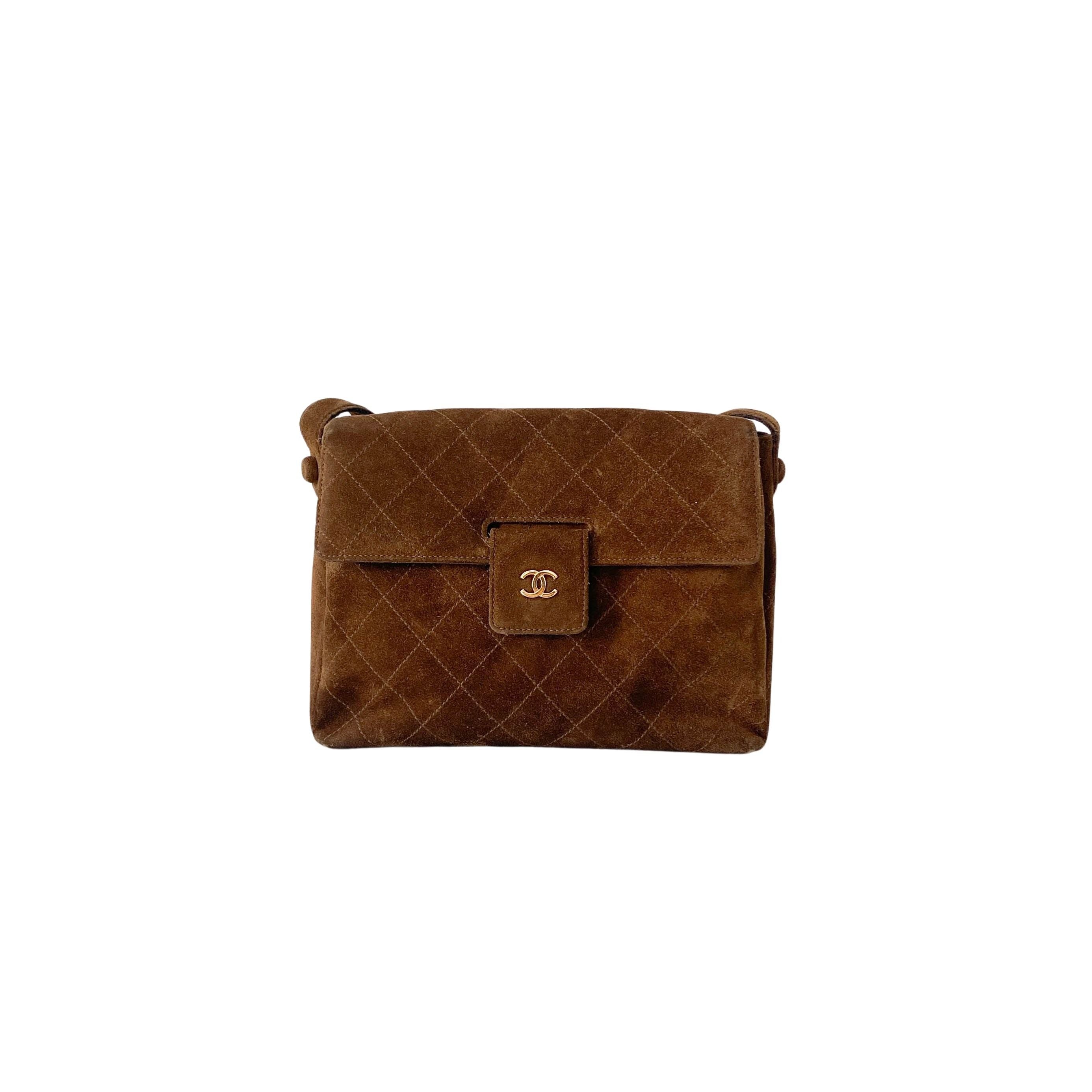 Matelasse Brown Suede One Shoulder Bag