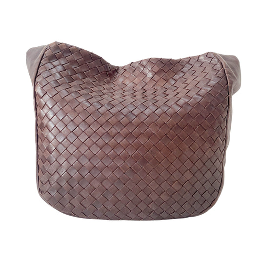 Intrecciato Brown Leather Shoulder Bag