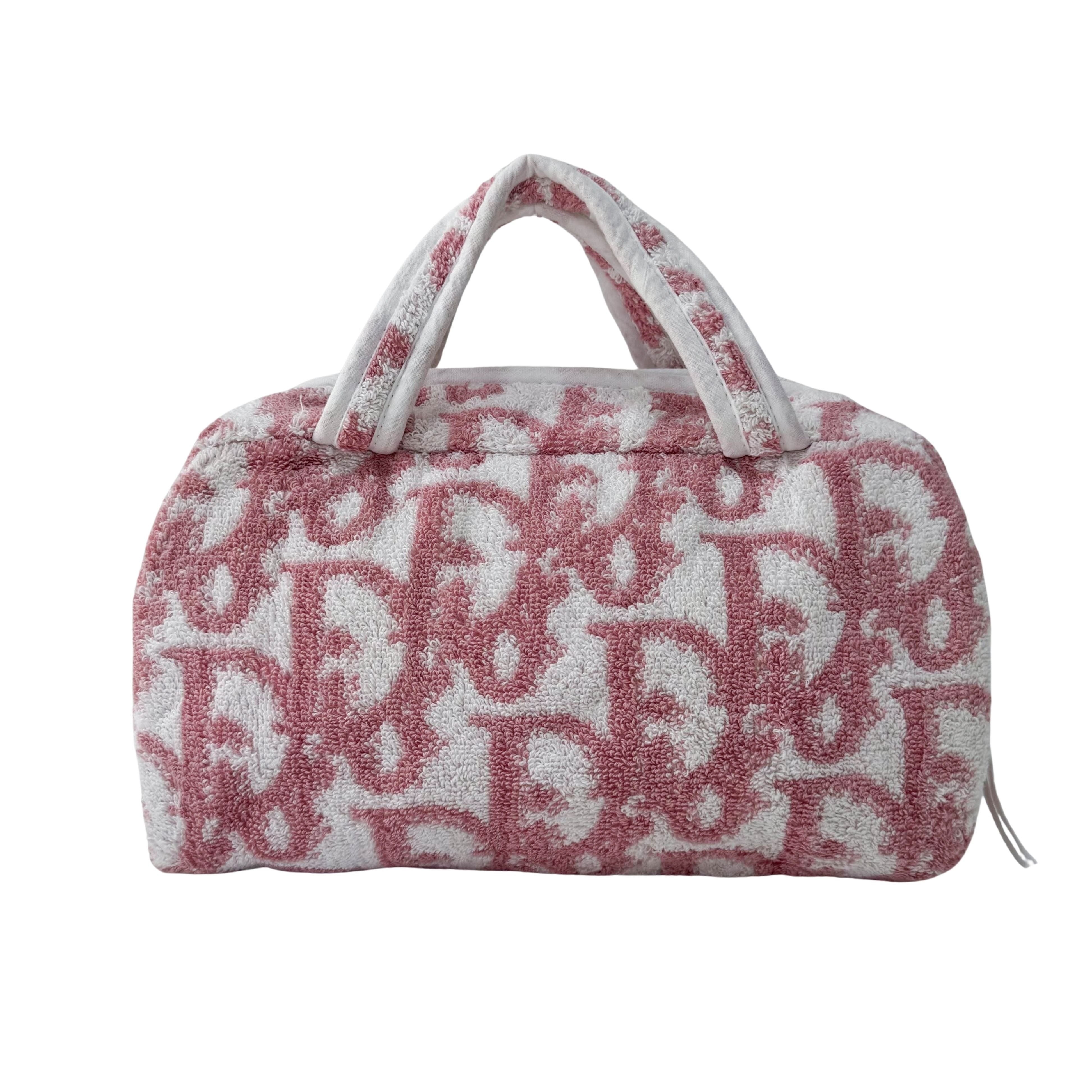 Trotter Pink Terry Cloth Towel Hand Bag