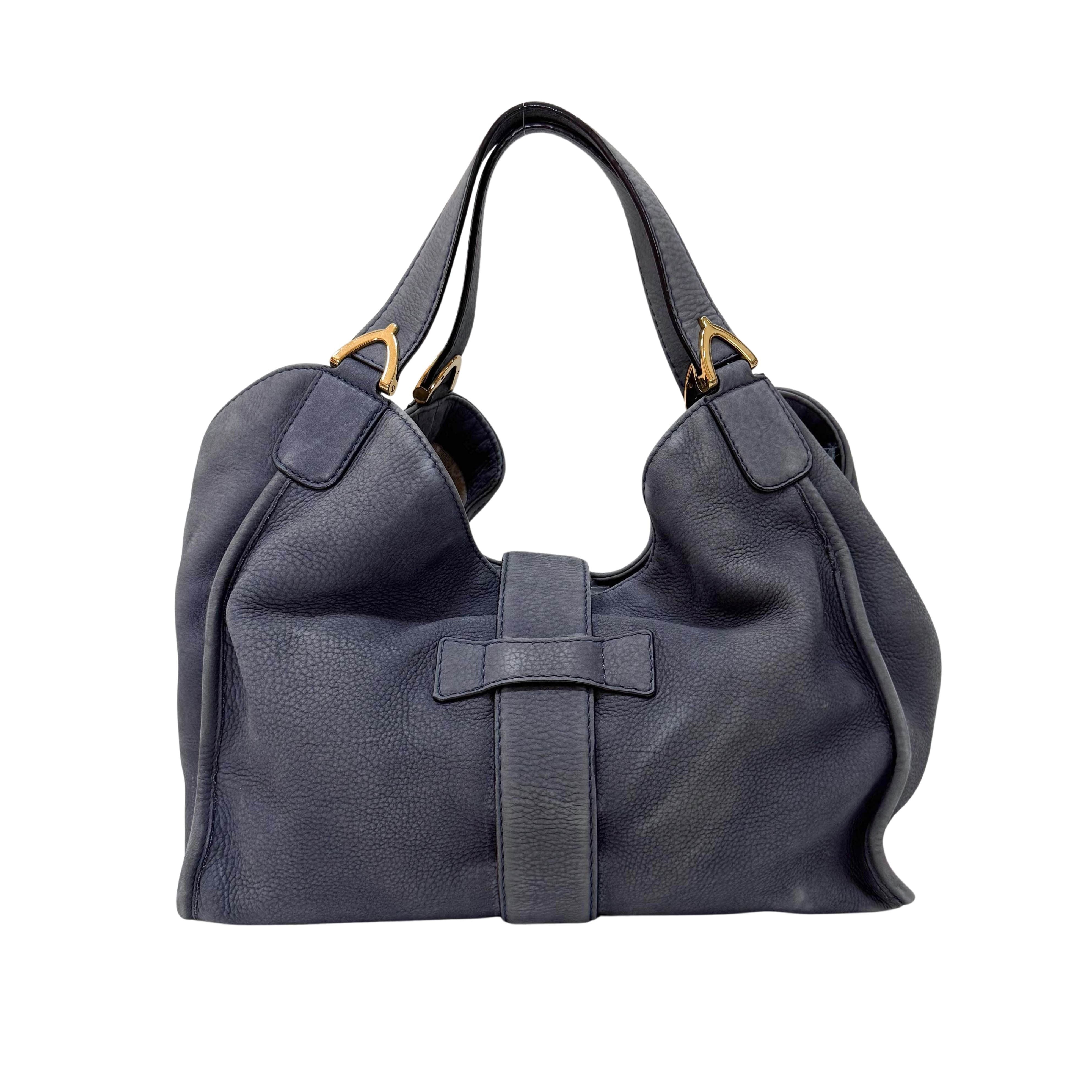Stirrup Blue Leather Shoulder Bag