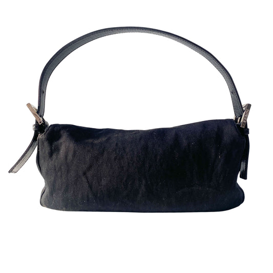 Baguette Black Neoprene Shoulder Bag