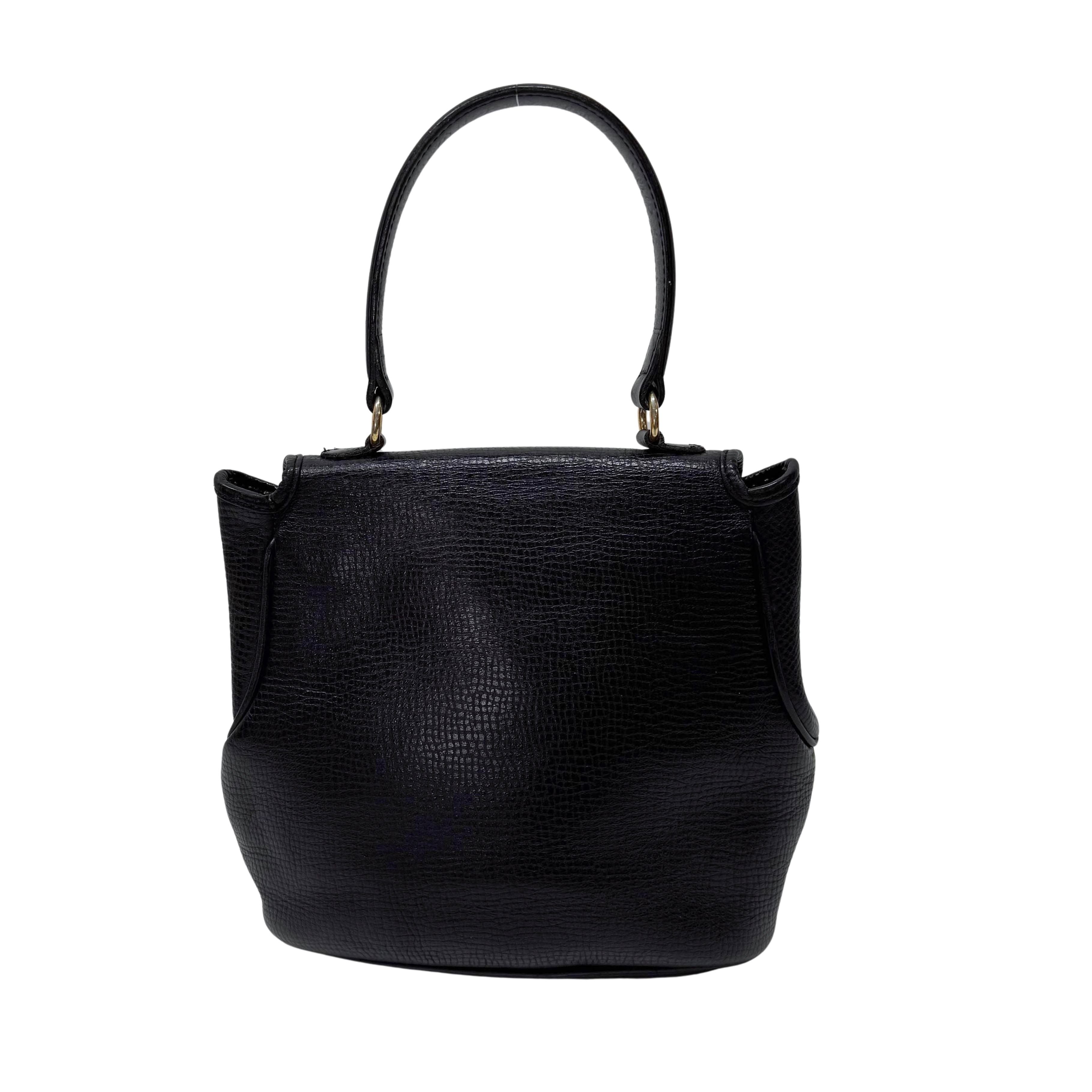 Black Leather Top Handle Bag