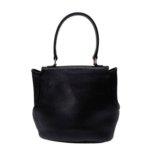 Black Leather Top Handle Bag