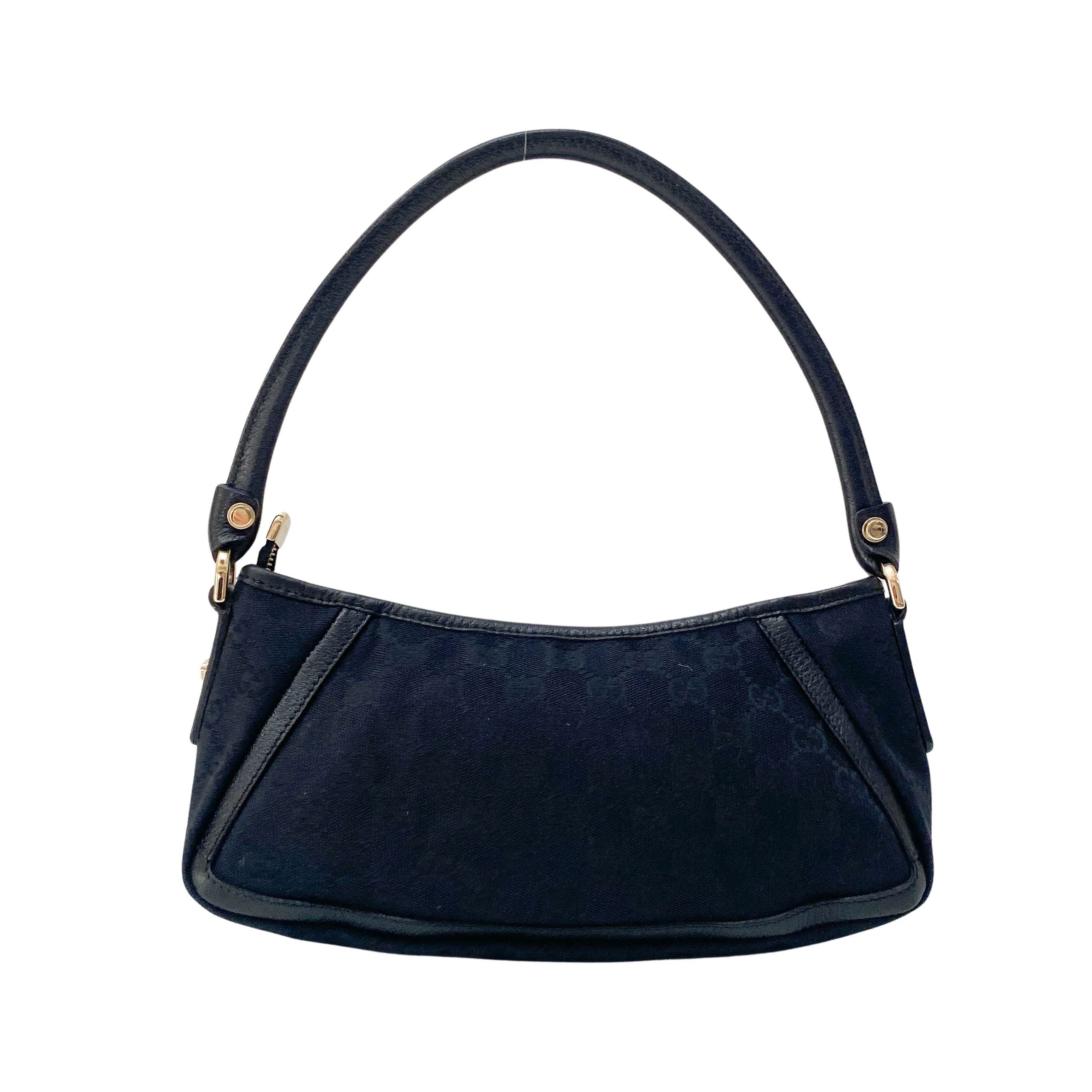 Abbey D-Ring Black Leather Shoulder Bag