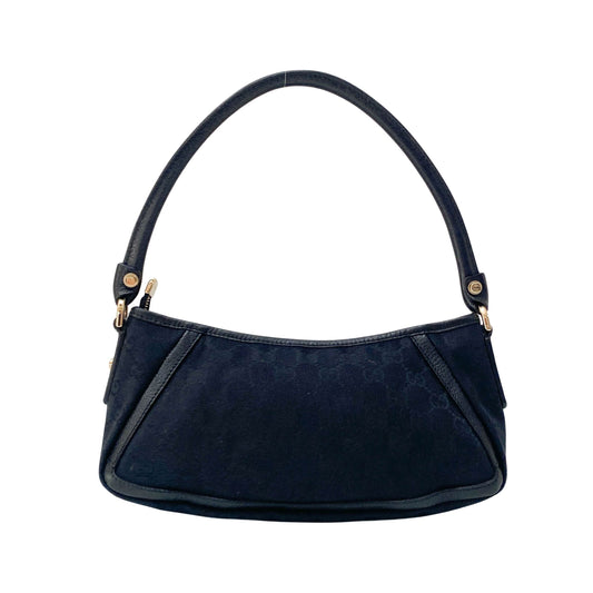 Abbey D-Ring Black Leather Shoulder Bag