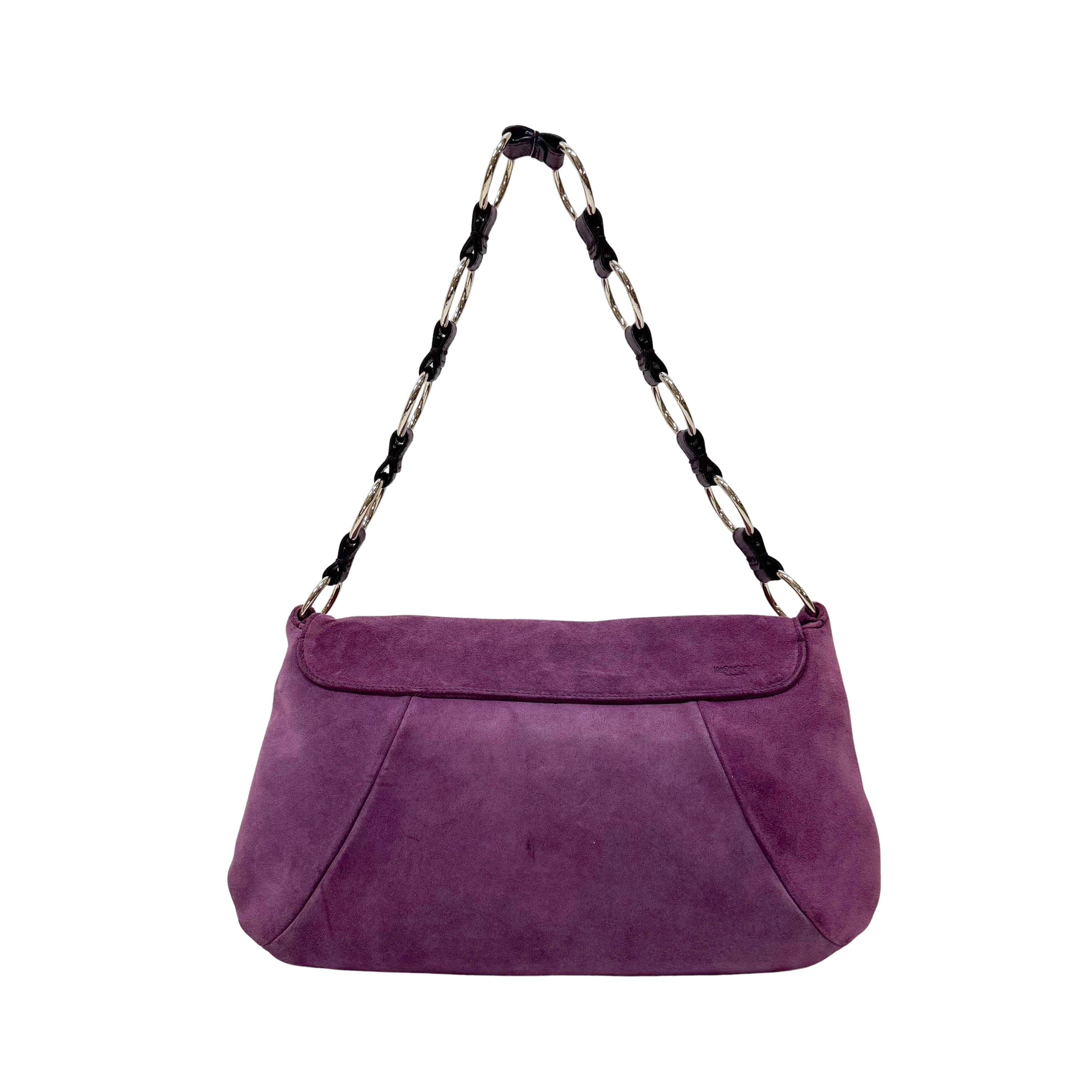 Purple Suede Chain Strap Shoulder Bag