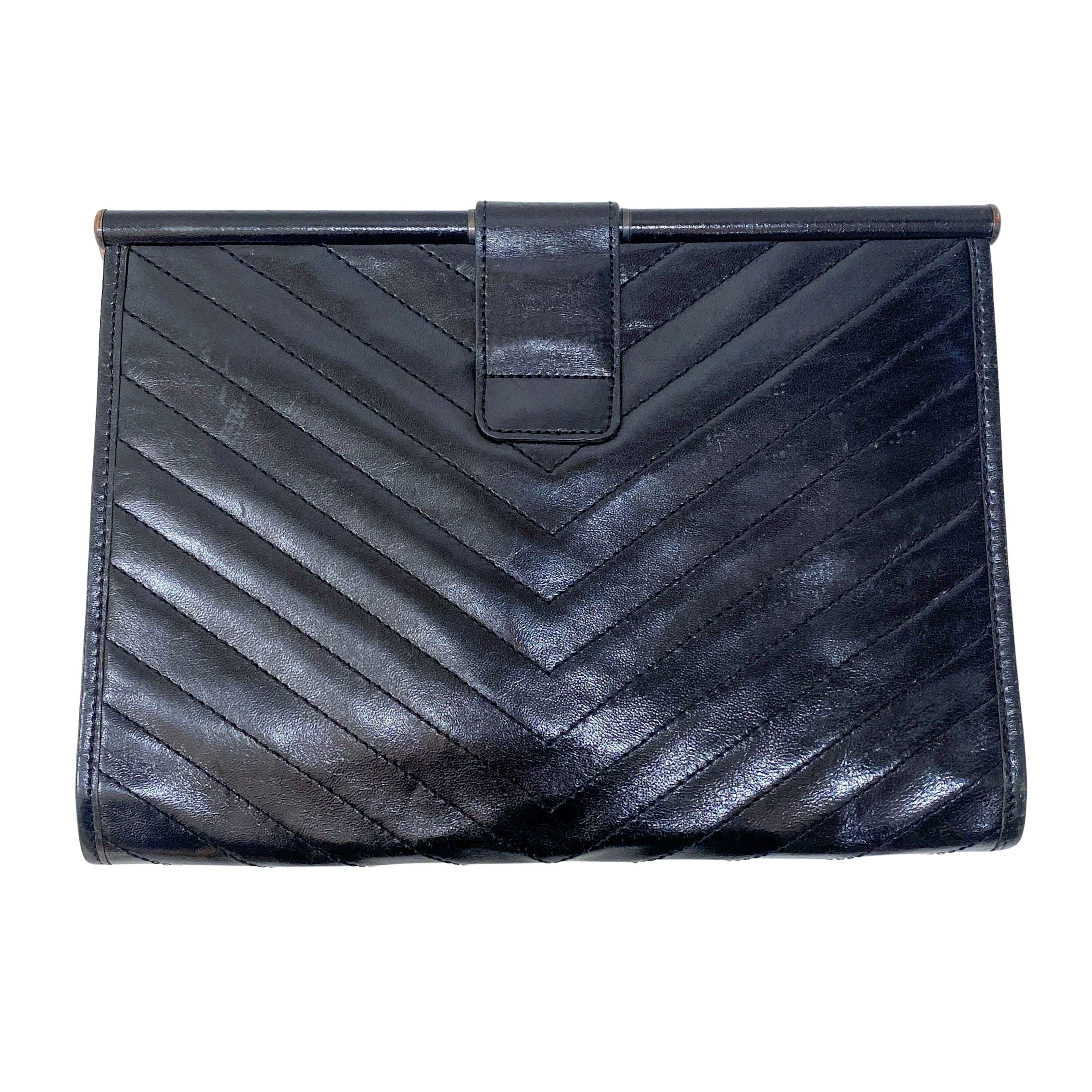 Black Leather Clutch Bag