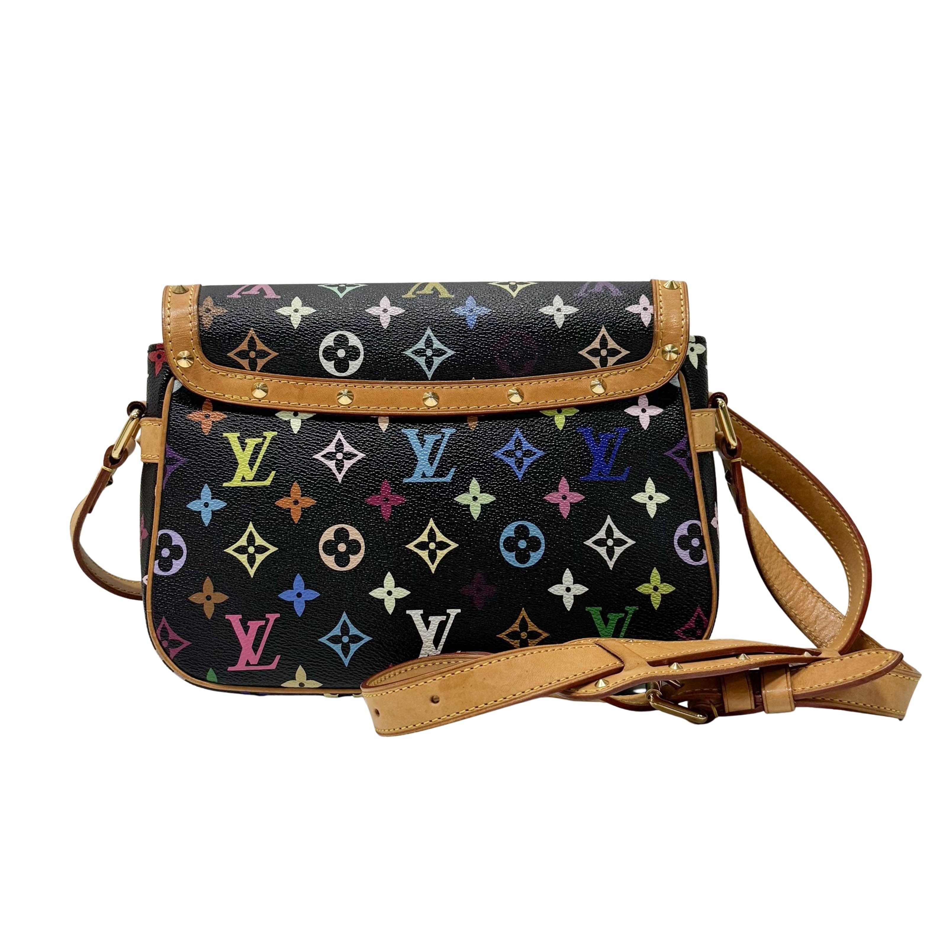 LV × Takashi Murakami Black Multi Colour Sologne Crossbody Bag