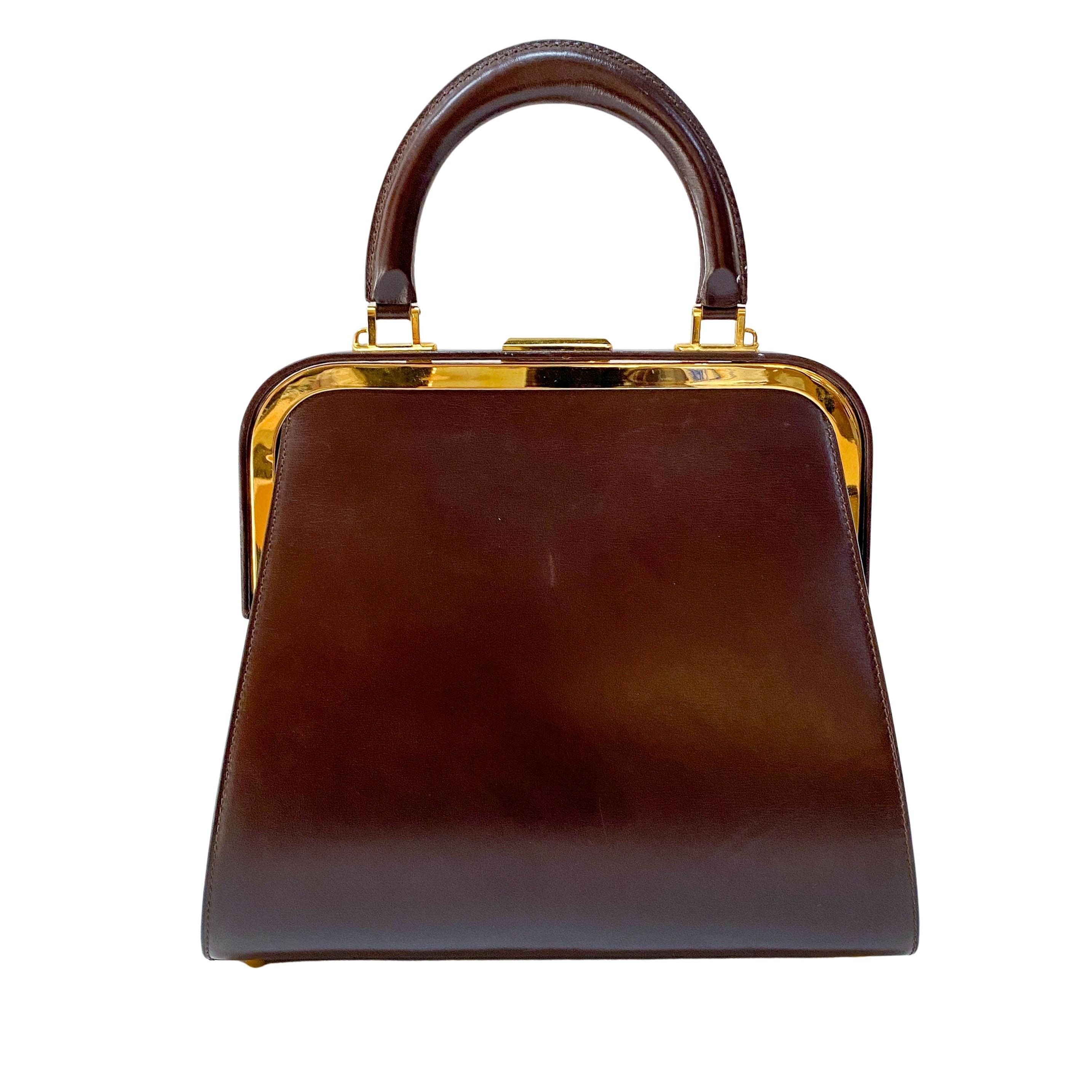 Brown Leather Top Handle Two Way Bag